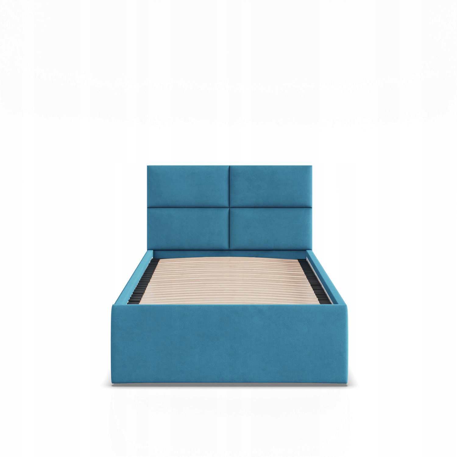 Łóżko Ramowe BORGO TURKUSOWE JEDNOOSOBOWE Tapicerowane Pojedyncze VELVET