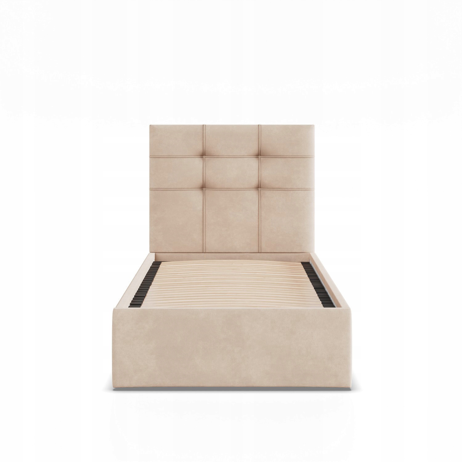 Łóżko Ramowe SORIA JEDNOOSOBOWE Tapicerowane Pojedyncze VELVET BEŻOWE