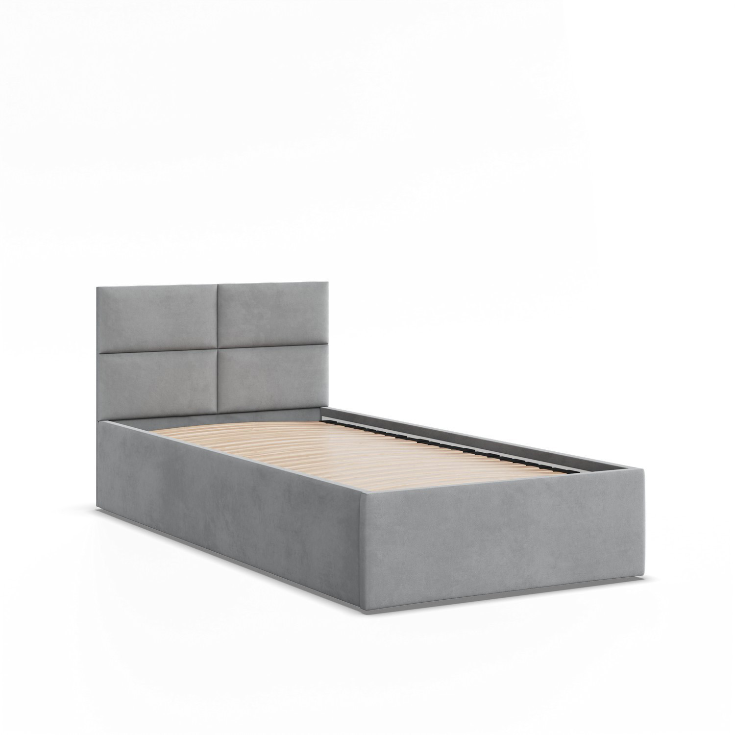 Łóżko Ramowe BORGO JASNY SZARY JEDNOOSOBOWE Tapicerowane Pojedyncze VELVET