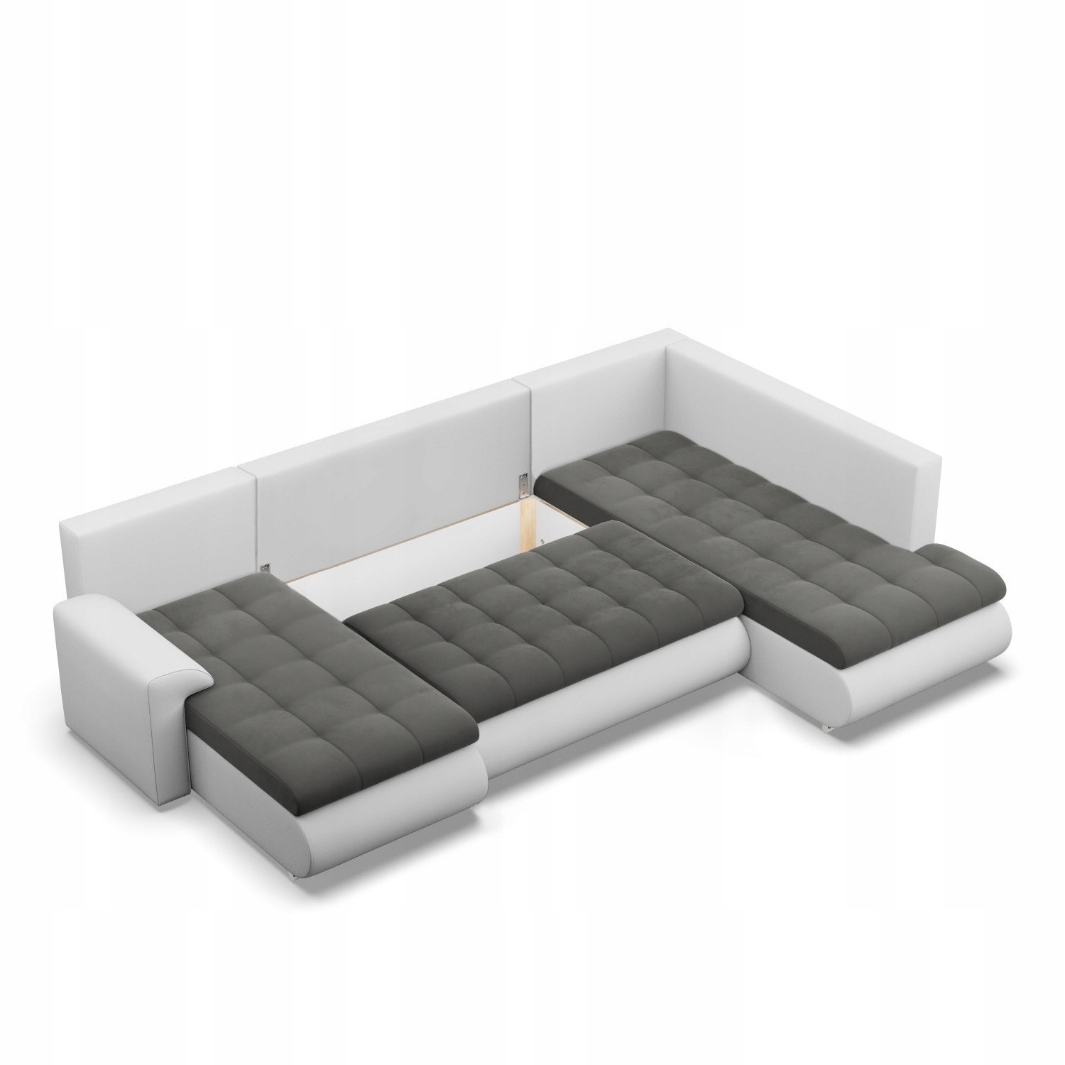 NAROŻNIK FORESTA XXL Z OTOMANĄ POPIEL BIAŁY KANAPA Rogówka