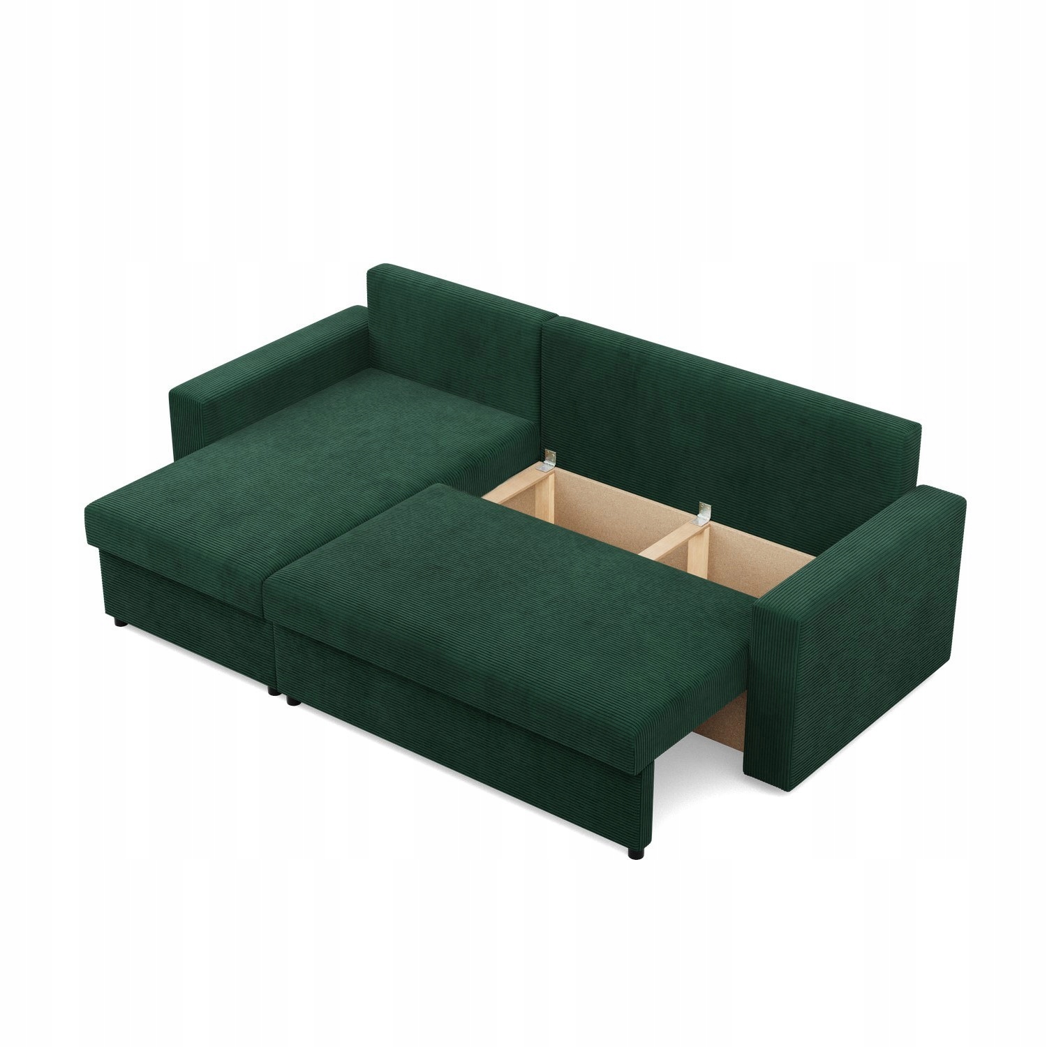 KANAPA NAROŻNIK NEO CIEMNY ZIELONY Nowoczesny Rozkładana POSO SZTRUKS