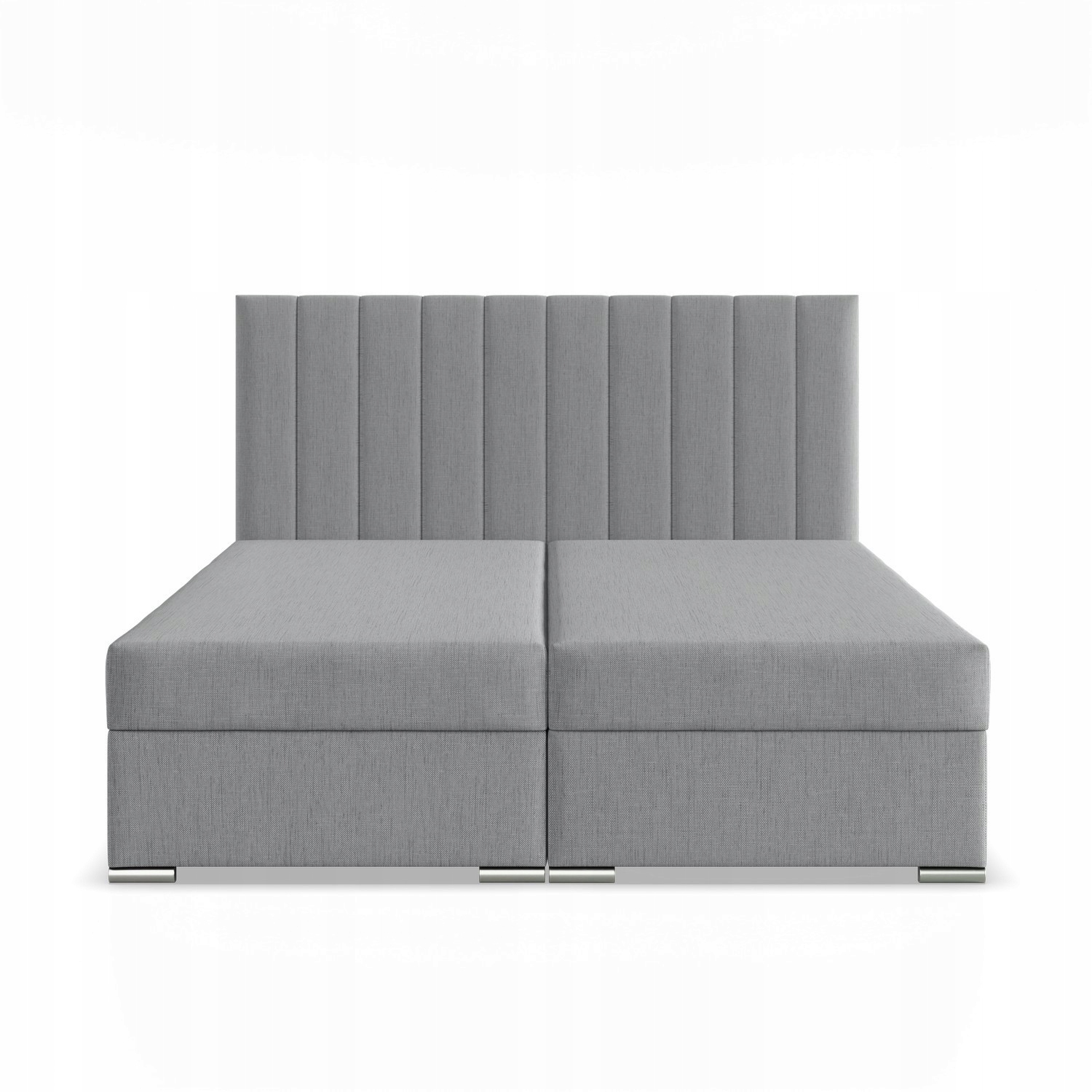 Łóżko Kontynentalne AGEN JASNY SZARY Podwójne Tapicerowane Pojemnik 140x200