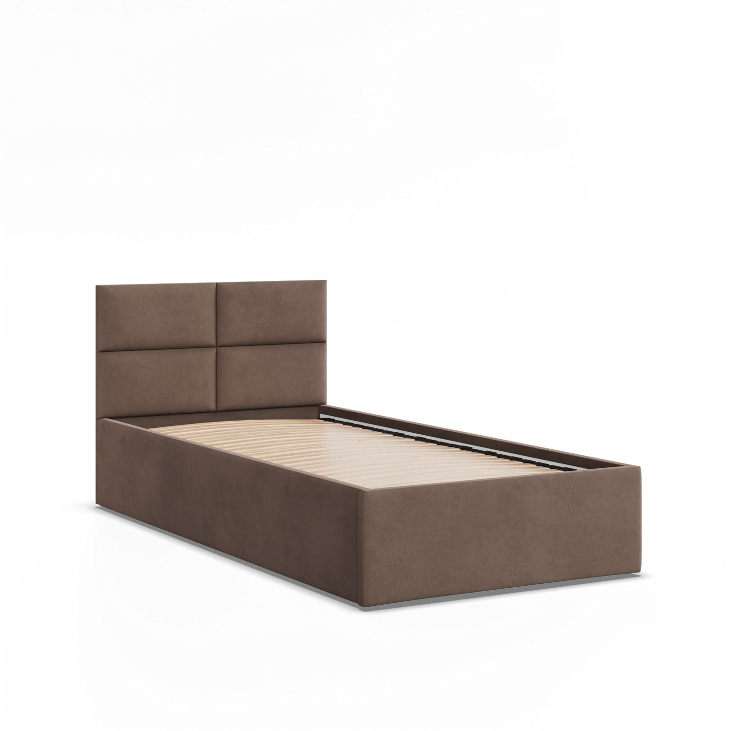 Łóżko Ramowe BORGO BRĄZOWE JEDNOOSOBOWE Tapicerowane Pojedyncze VELVET