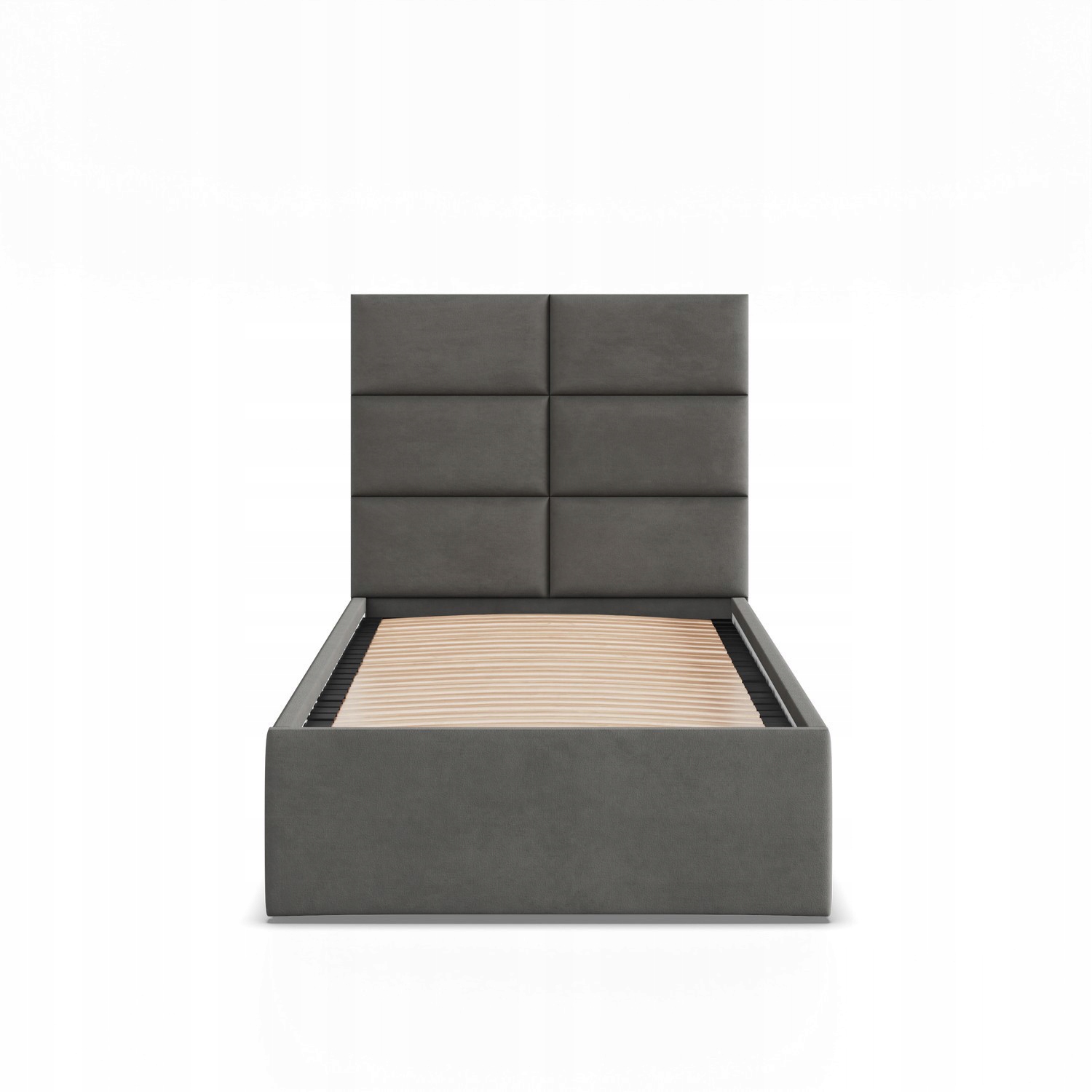 Łóżko Ramowe YORK JEDNOOSOBOWE Tapicerowane Pojedyncze VELVET CIEMNY SZARY