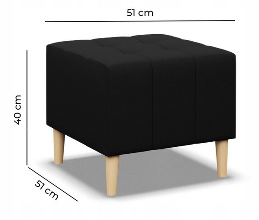 PUFA ELMA CZARNA 50x50 Podnóżek PUF