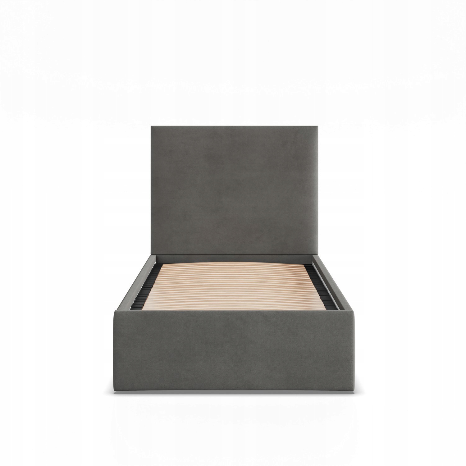 Łóżko Ramowe PAOLA JEDNOOSOBOWE Tapicerowane Pojedyncze VELVET CIEMNY SZARY