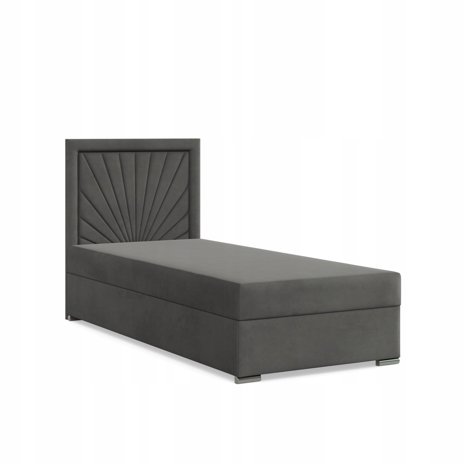 Łóżko Kontynentalne VICENZA JEDNOOSOBOWE Pojedyncze VELVET CIEMNY SZARY