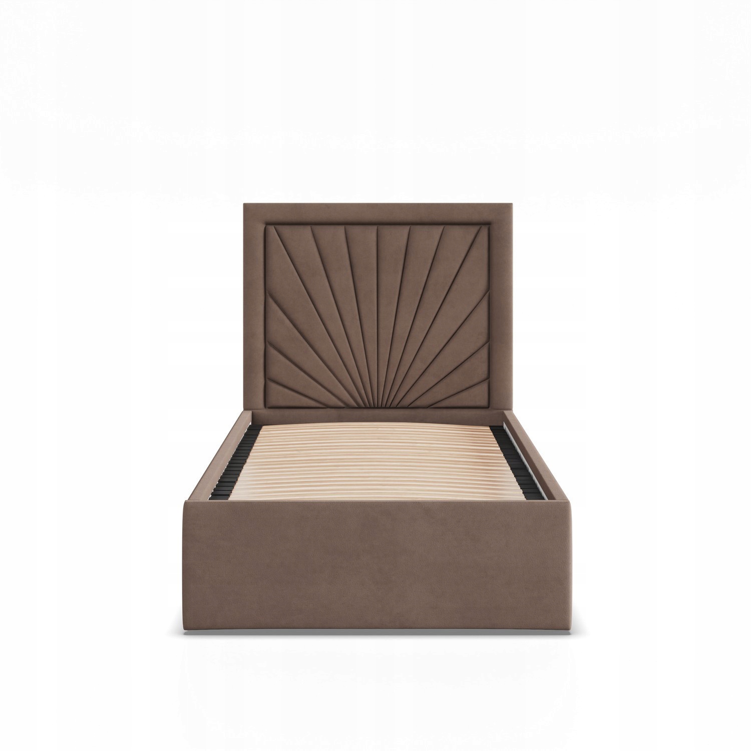 Łóżko Ramowe VASTO JEDNOOSOBOWE Tapicerowane Pojedyncze VELVET BRĄZOWE