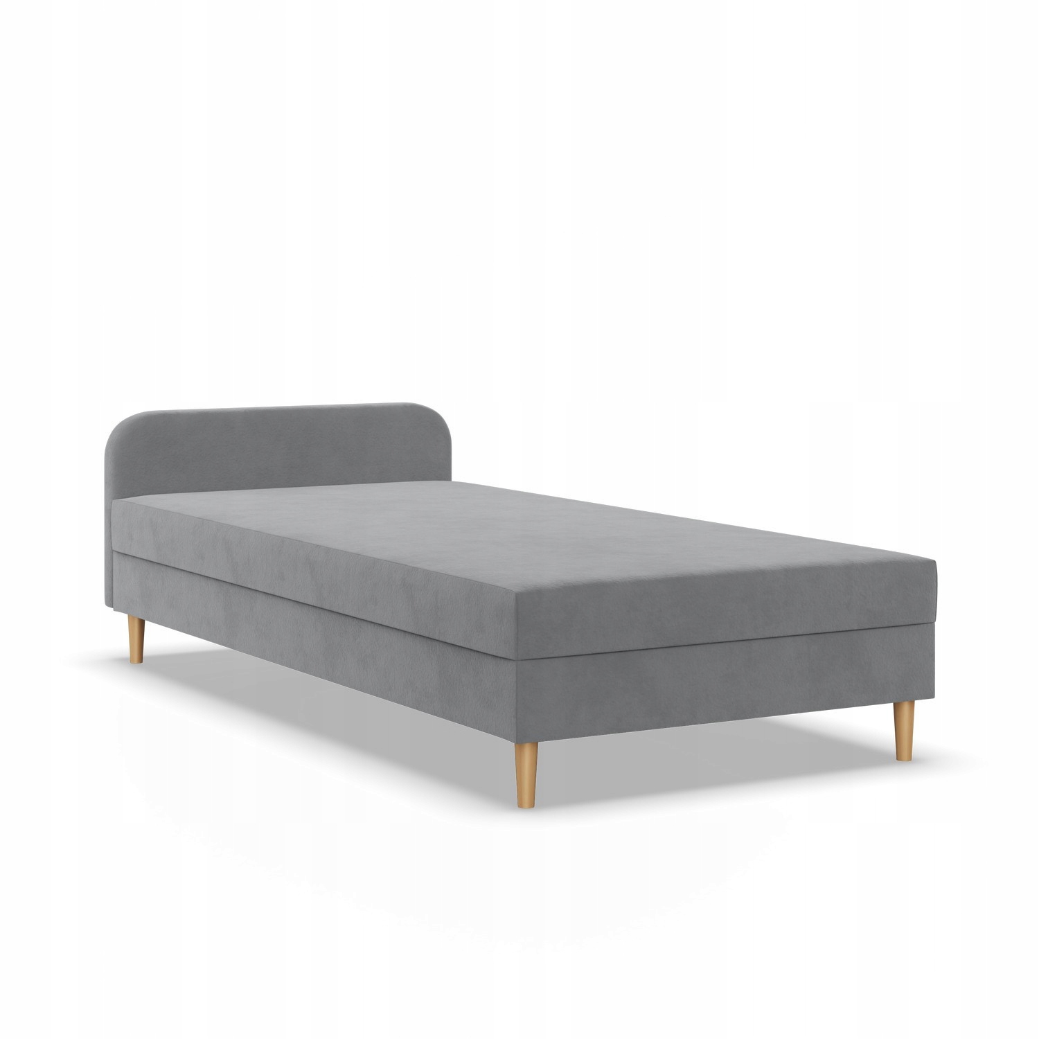 Łóżko Kontynentalne CASPE JASNY SZARY JEDNOOSOBOWE Pojedyncze VELVET