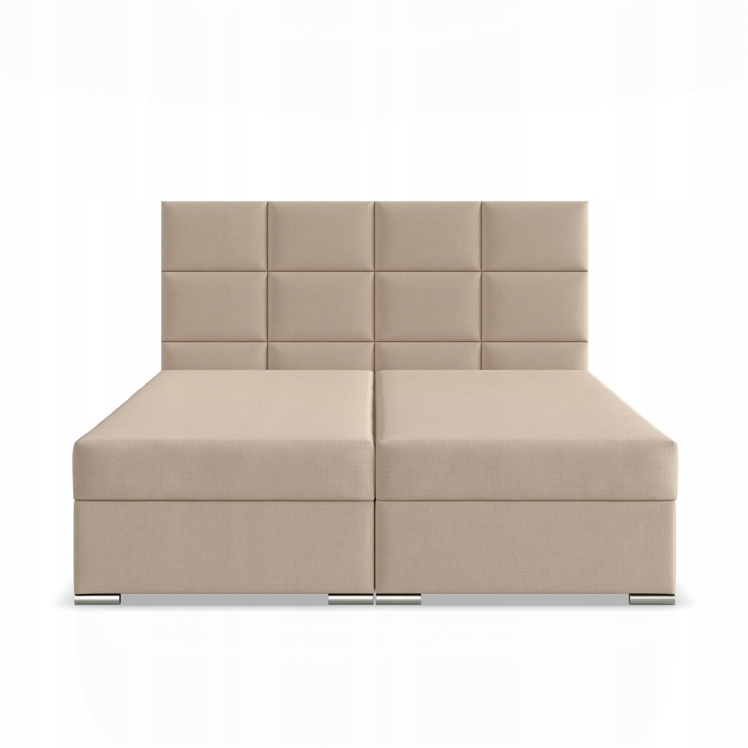 Łóżko Kontynentalne CALVI BEŻOWE Podwójne Tapicerowane Pojemnik 160x200