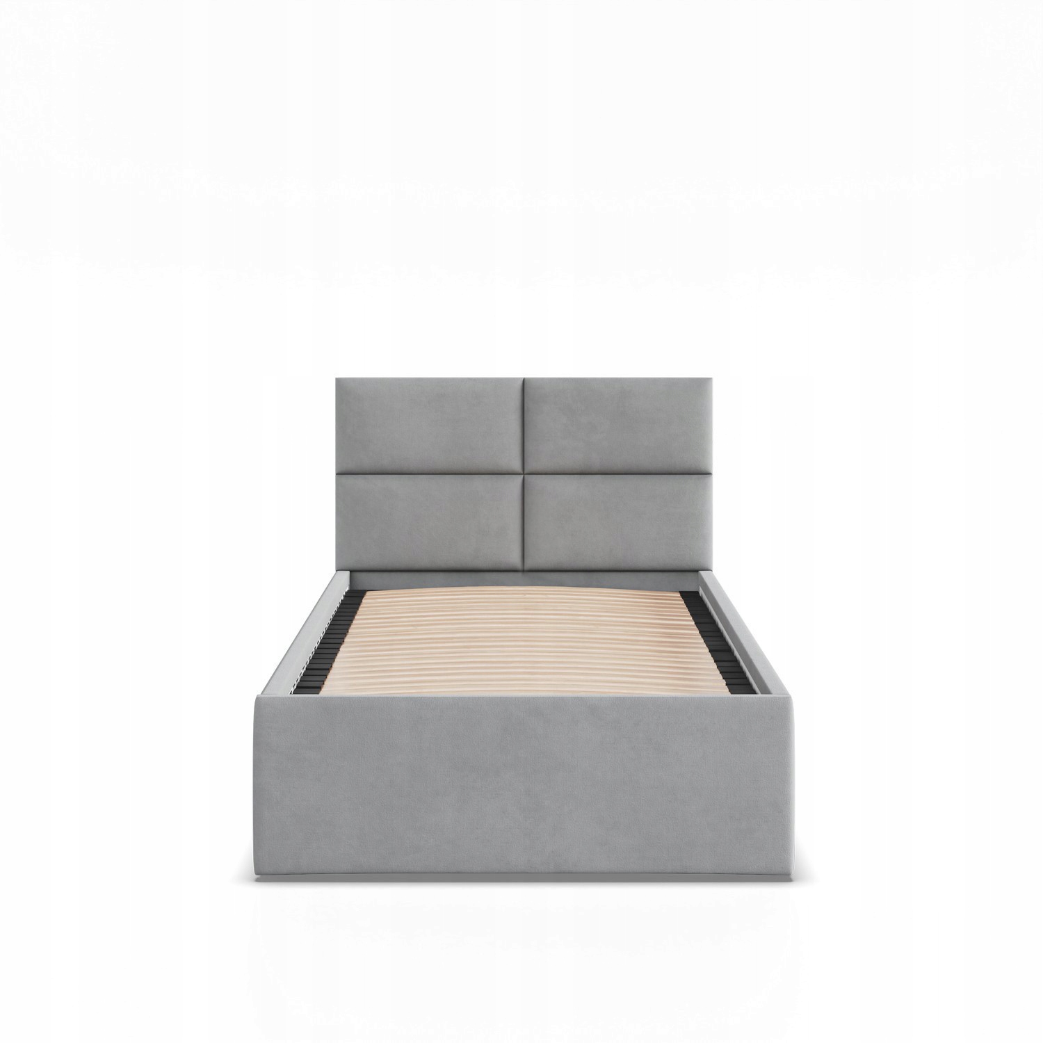 Łóżko Ramowe BORGO JEDNOOSOBOWE Tapicerowane Pojedyncze VELVET JASNY SZARY