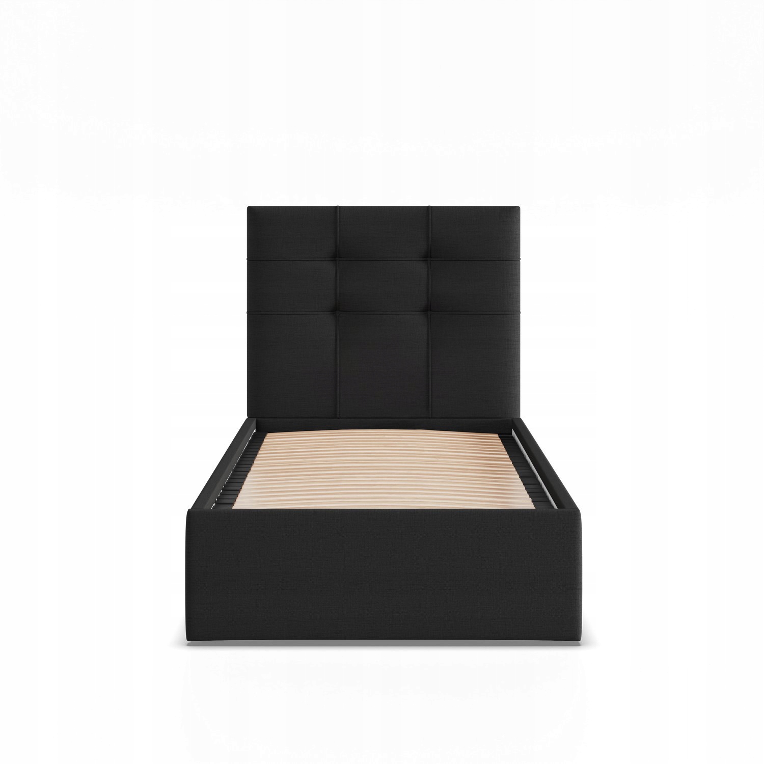 Łóżko Ramowe SORIA CZARNE JEDNOOSOBOWE Tapicerowane Pojedyncze