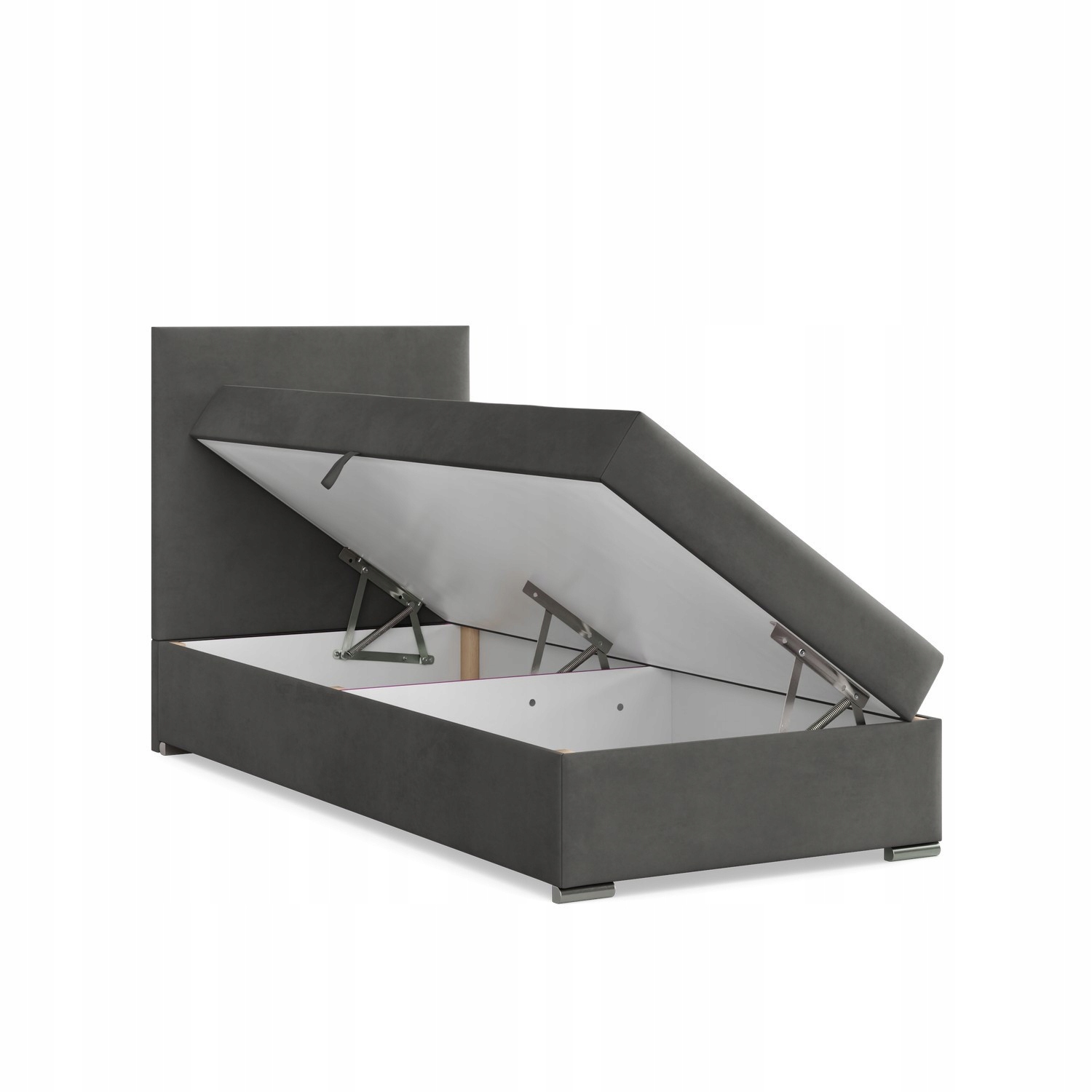 Łóżko Kontynentalne ZONZA JEDNOOSOBOWE VELVET Pojedyncze CIEMNY SZARY