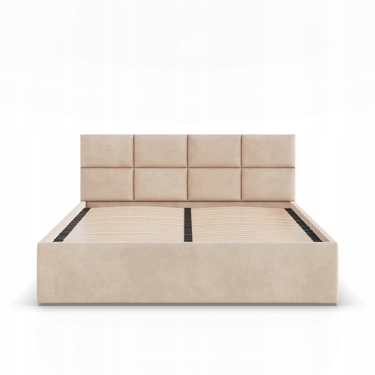 Łóżko Ramowe BORGO BEŻOWE Tapicerowane Podwójne 140x200 VELVET