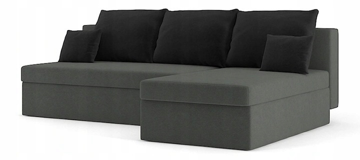 NAROŻNIK MONAKO SZARY CZARNY Rogówka KANAPA Rozkładana z Funkcją Spania