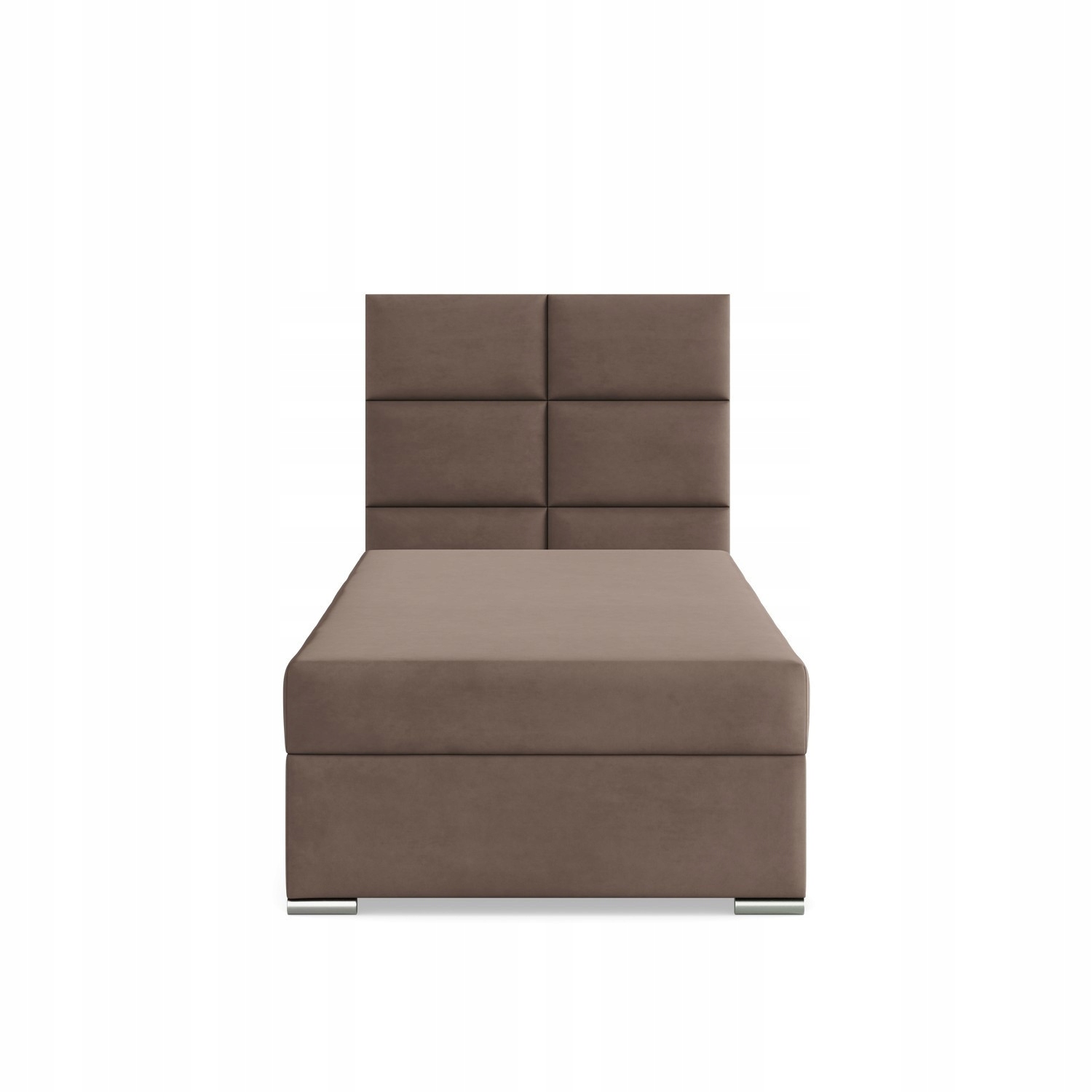 Łóżko Kontynentalne CALVI JEDNOOSOBOWE Tapicerowane VELVET BRĄZOWE