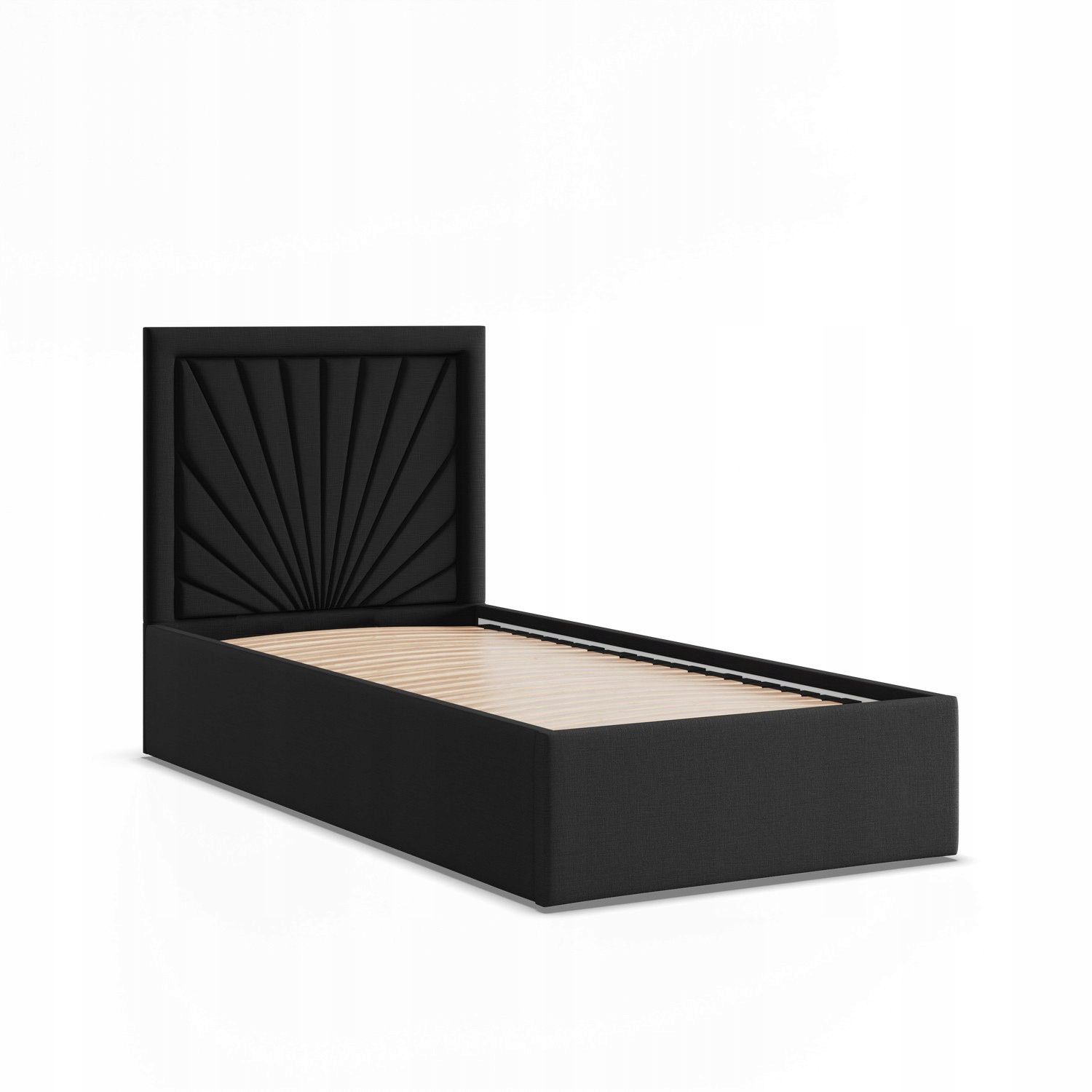 Łóżko Ramowe VASTO JEDNOOSOBOWE Tapicerowane Pojedyncze CZARNE