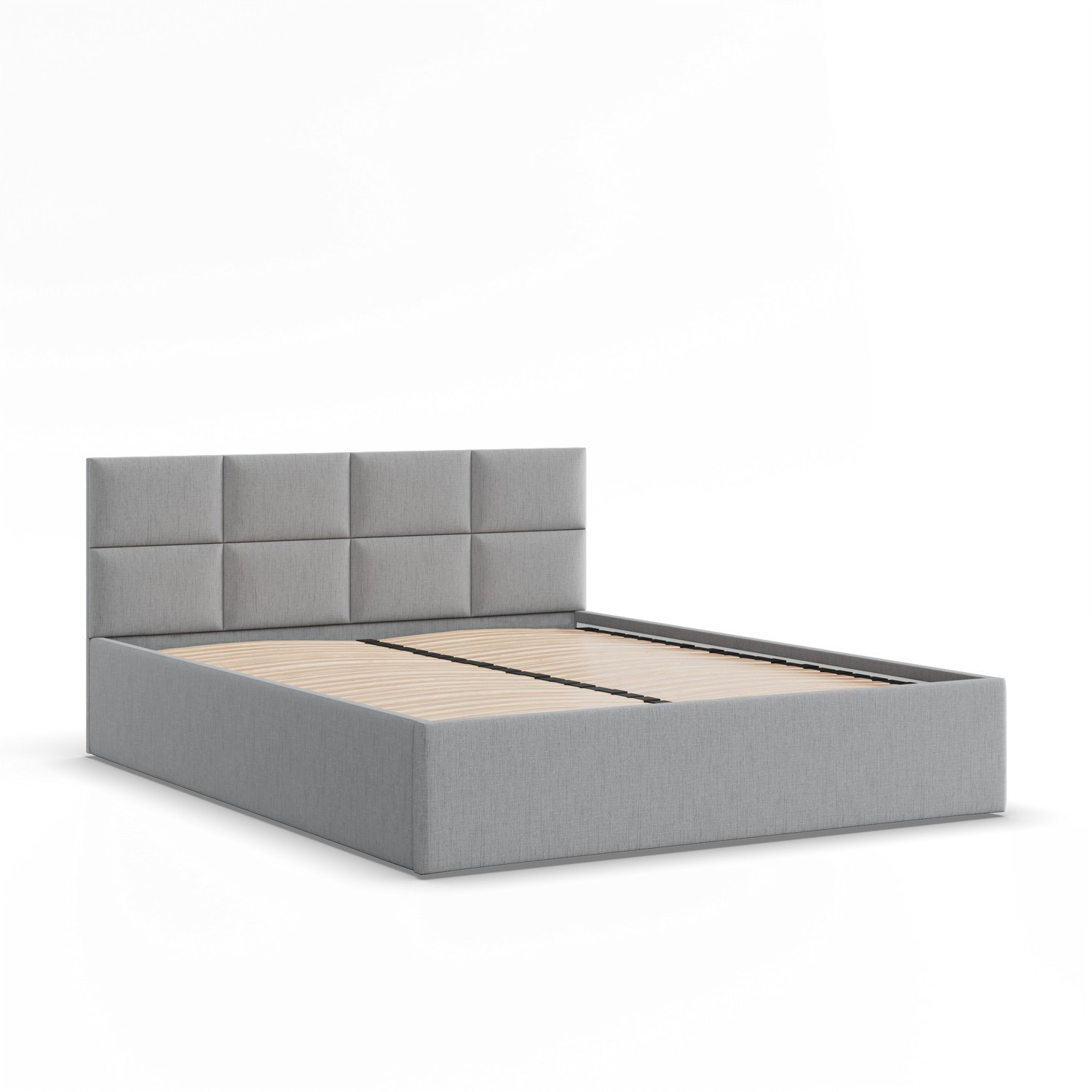 Łóżko Ramowe BORGO JASNY SZARY Tapicerowane Podwójne 180x200