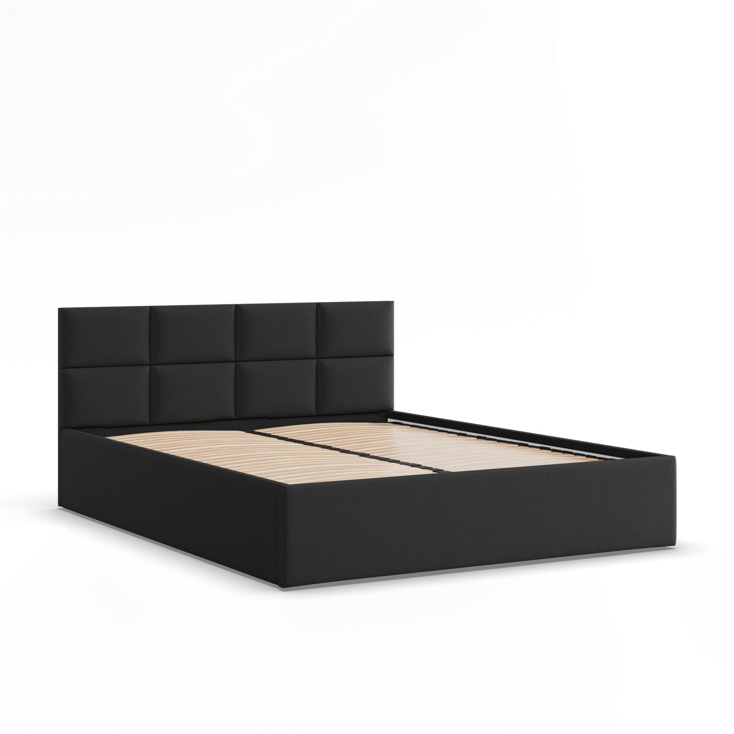 Łóżko Ramowe BORGO CZARNE Tapicerowane Podwójne 160x200