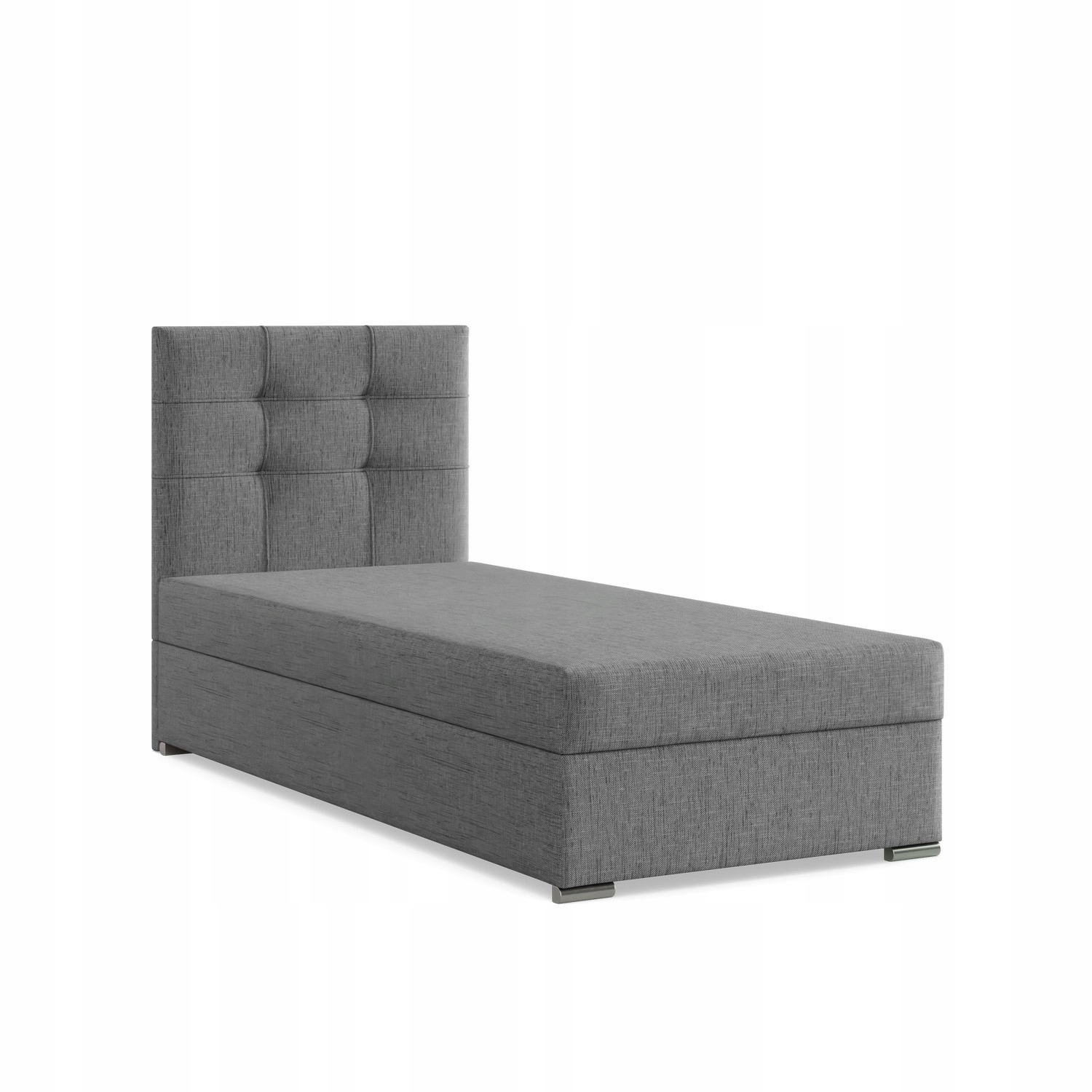 Łóżko Kontynentalne ELDA JEDNOOSOBOWE Tapicerowane Pojedyncze CIEMNY SZARY