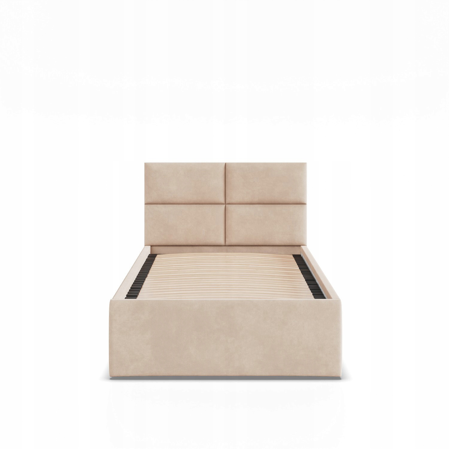 Łóżko Ramowe BORGO BEŻOWE JEDNOOSOBOWE Tapicerowane Pojedyncze VELVET