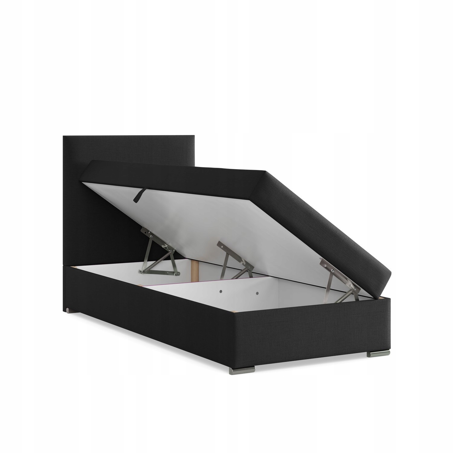 Łóżko Kontynentalne ZONZA JEDNOOSOBOWE Tapicerowane Pojedyncze CZARNE