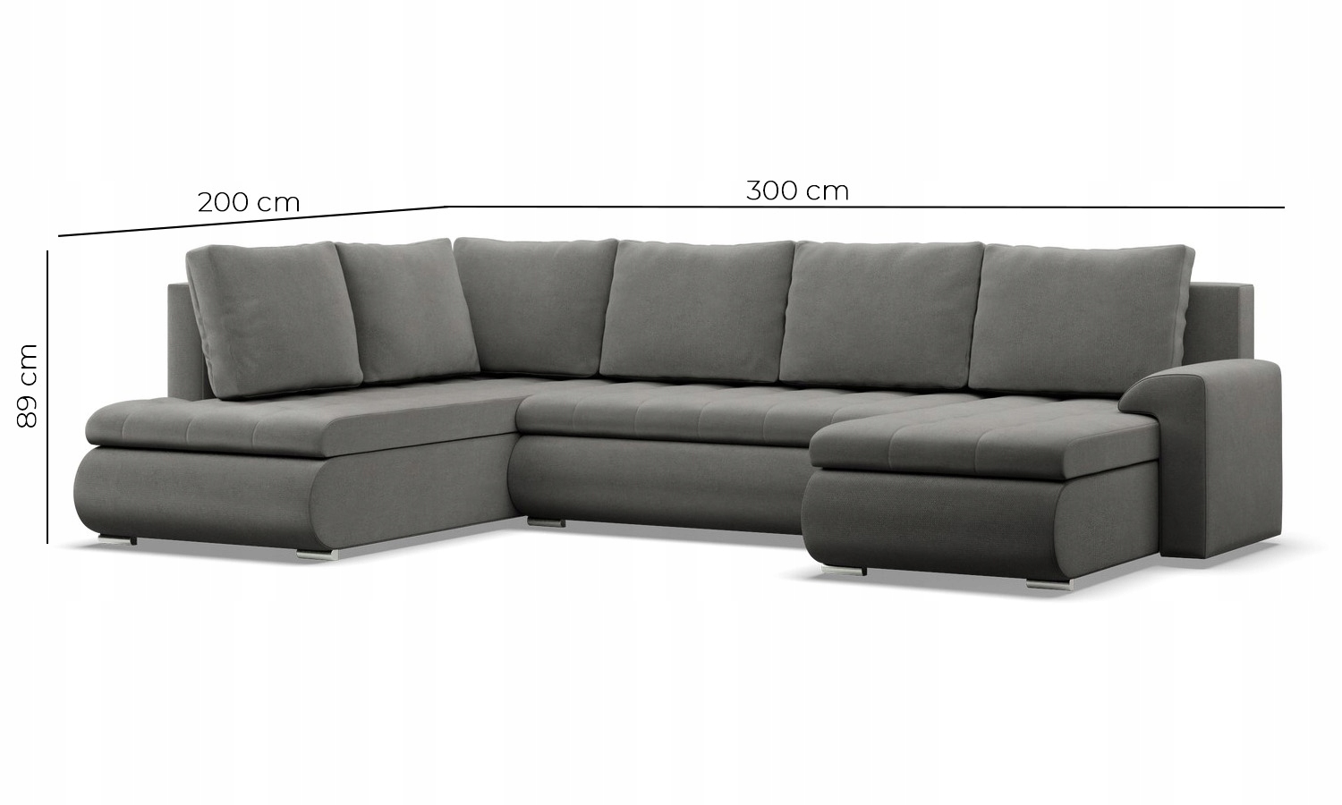 NAROŻNIK FORESTA XXL Z OTOMANĄ POPIEL BIAŁY KANAPA Rogówka