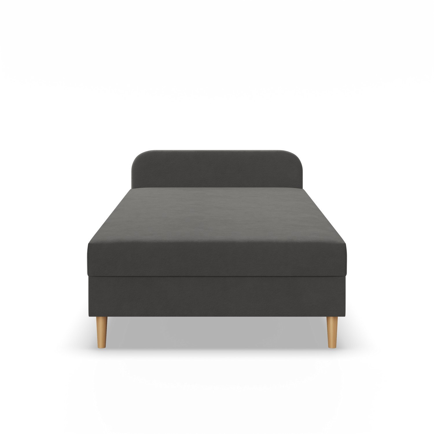 Łóżko Kontynentalne CASPE JEDNOOSOBOWE Pojedyncze VELVET CIEMNY SZARY