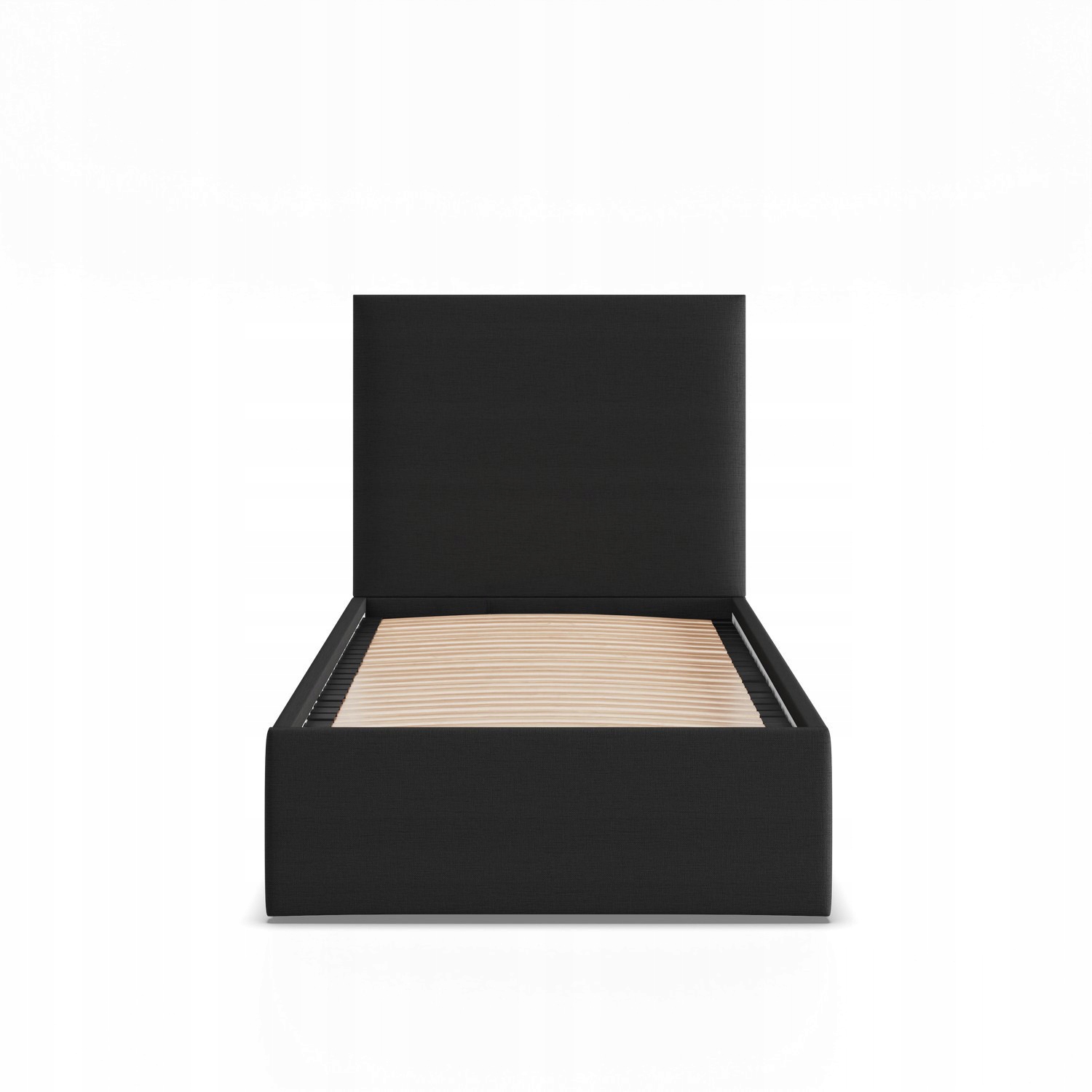 Łóżko Ramowe PAOLA CZARNE JEDNOOSOBOWE Tapicerowane Pojedyncze