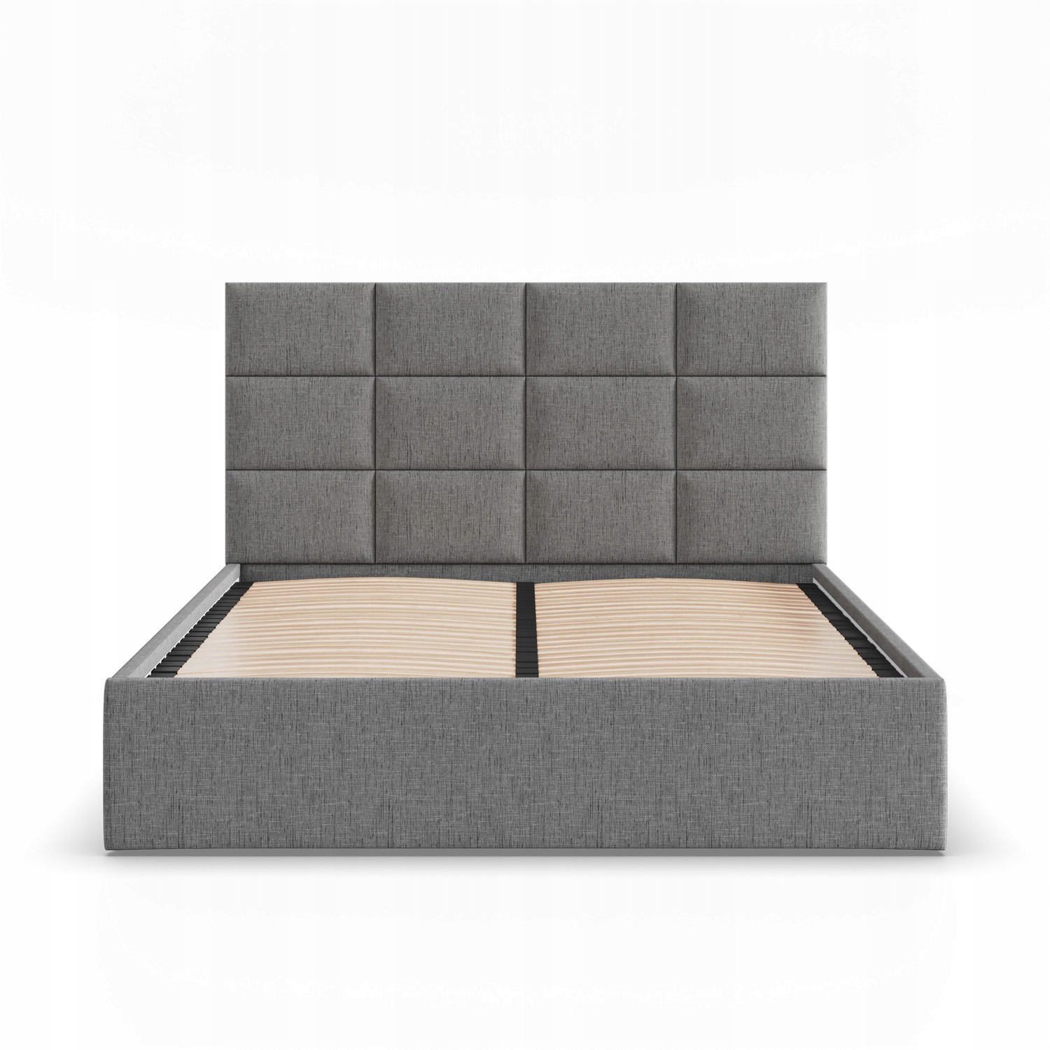 Łóżko Ramowe YORK CIEMNY SZARY Tapicerowane Podwójne 140x200