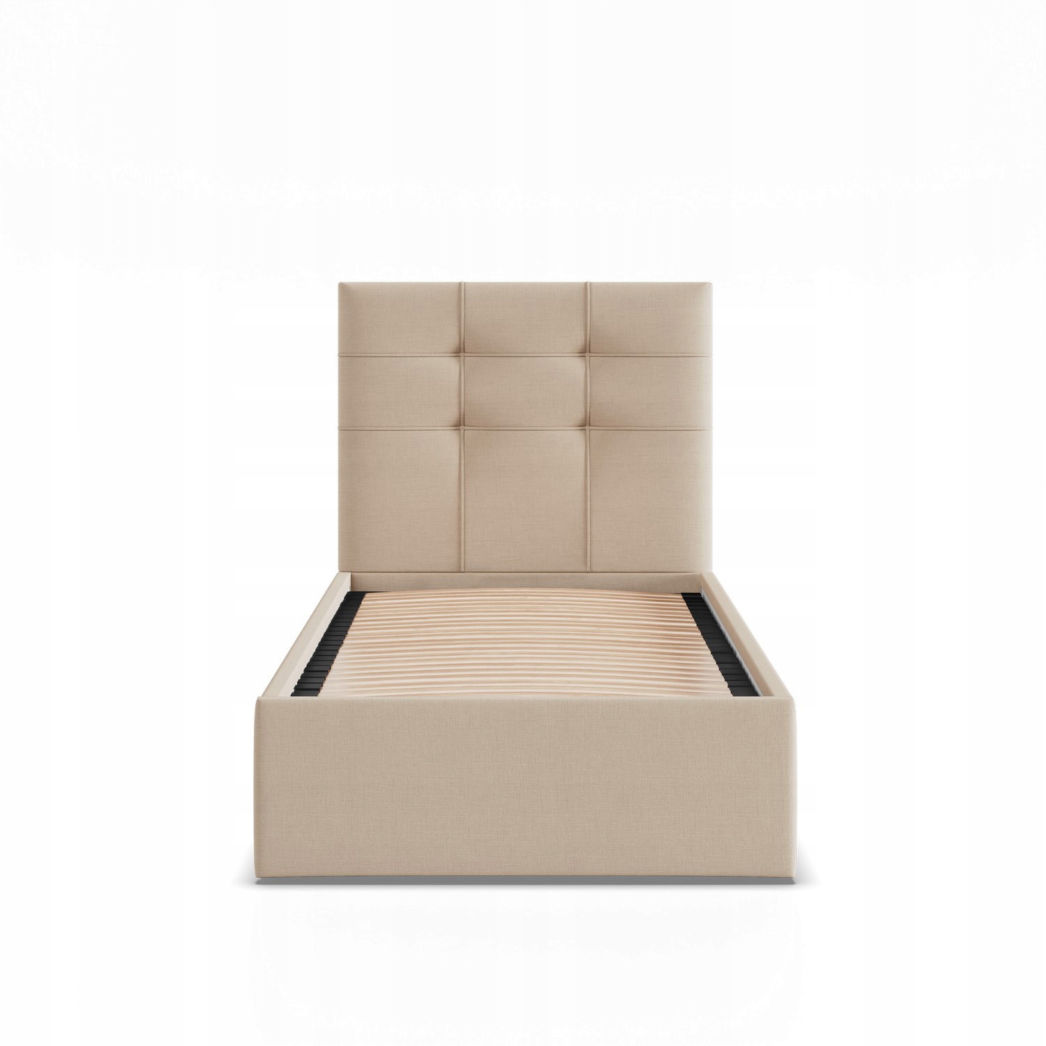 Łóżko Ramowe SORIA JEDNOOSOBOWE Tapicerowane Pojedyncze BEŻOWE