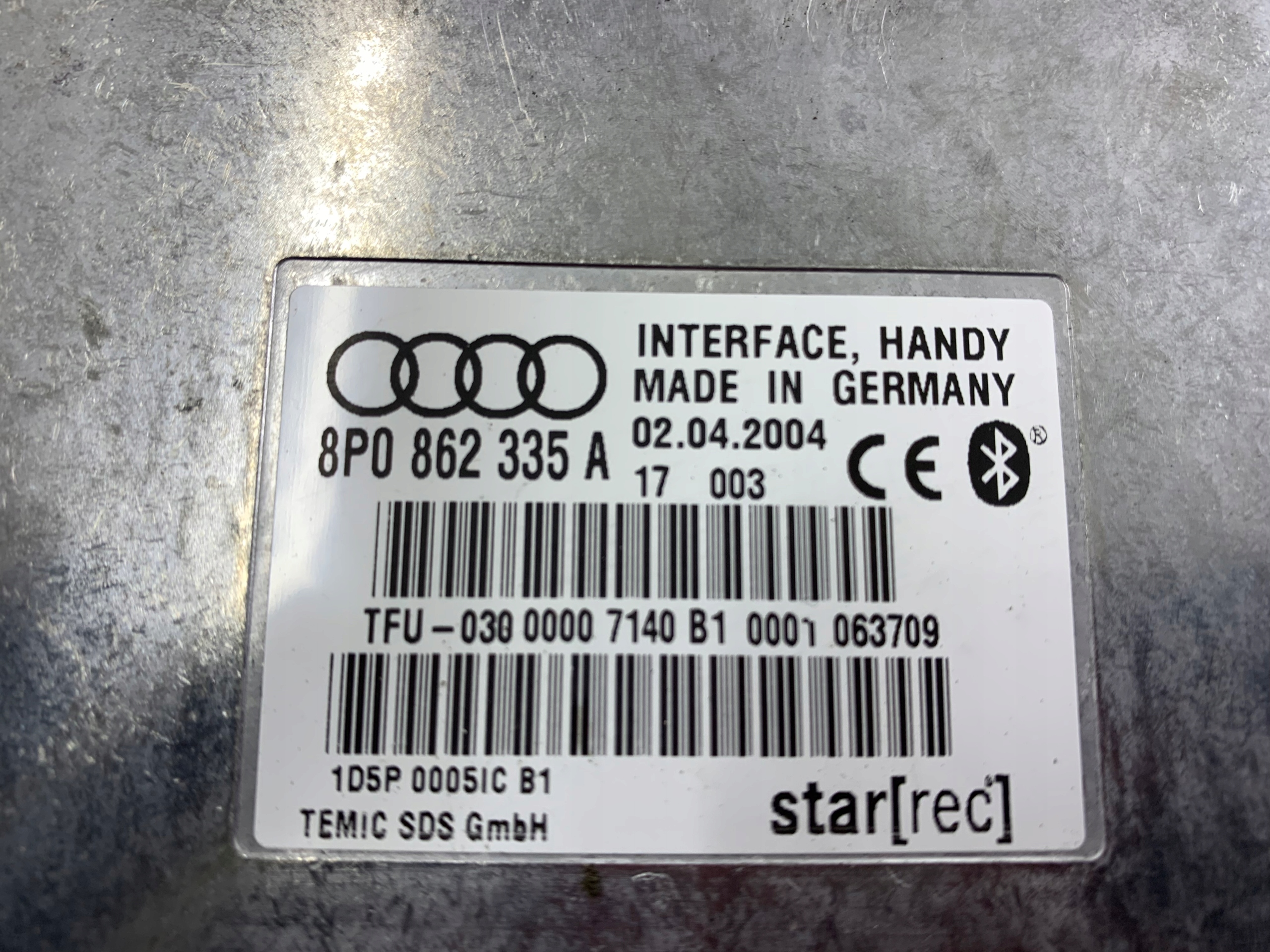 Dodatkowe zdjęcie używanej części: AUDI A3 8P A4 B6 B7 MODUŁ BLUETOOTH 8P0862335A