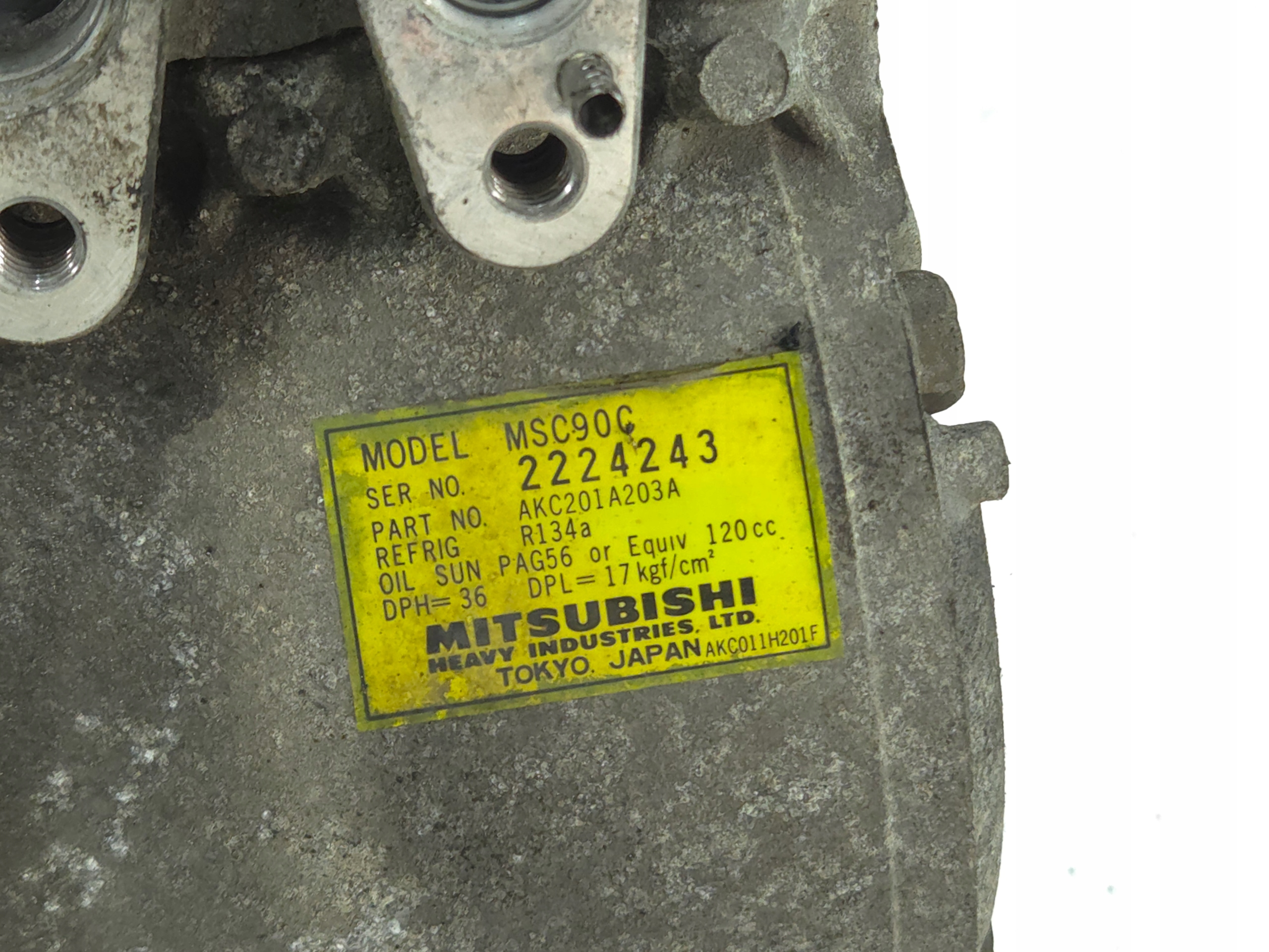 Dodatkowe zdjęcie używanej części: MITSUBISHI COLT V 1.3 SPRĘŻARKA KOMPRESOR KLIMATYZACJI AKC201A203A