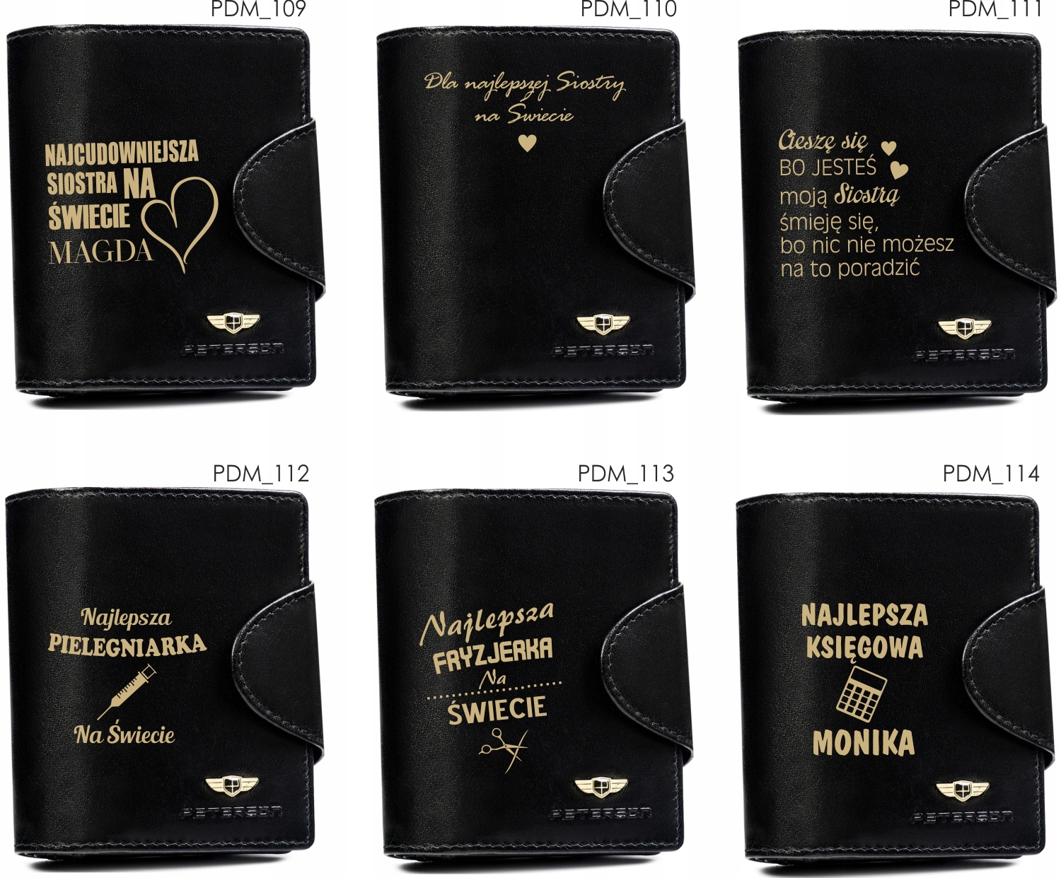 Portfel skórzany zcarny prezent DLA BABCI z GRAWEREM