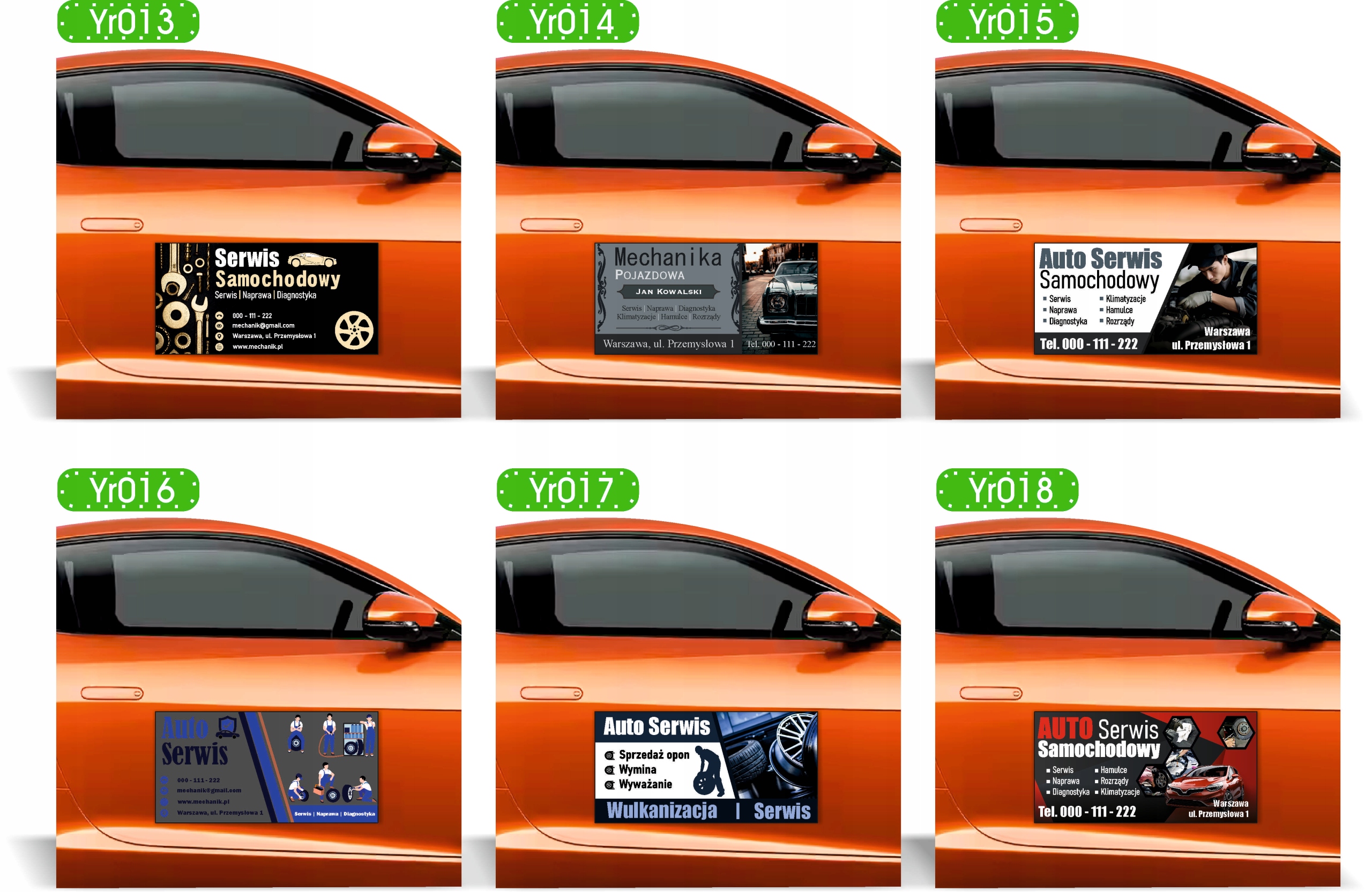 Magnes na samochód reklama magnetyczna 60x30cm WYMIANA OPON różne wzory