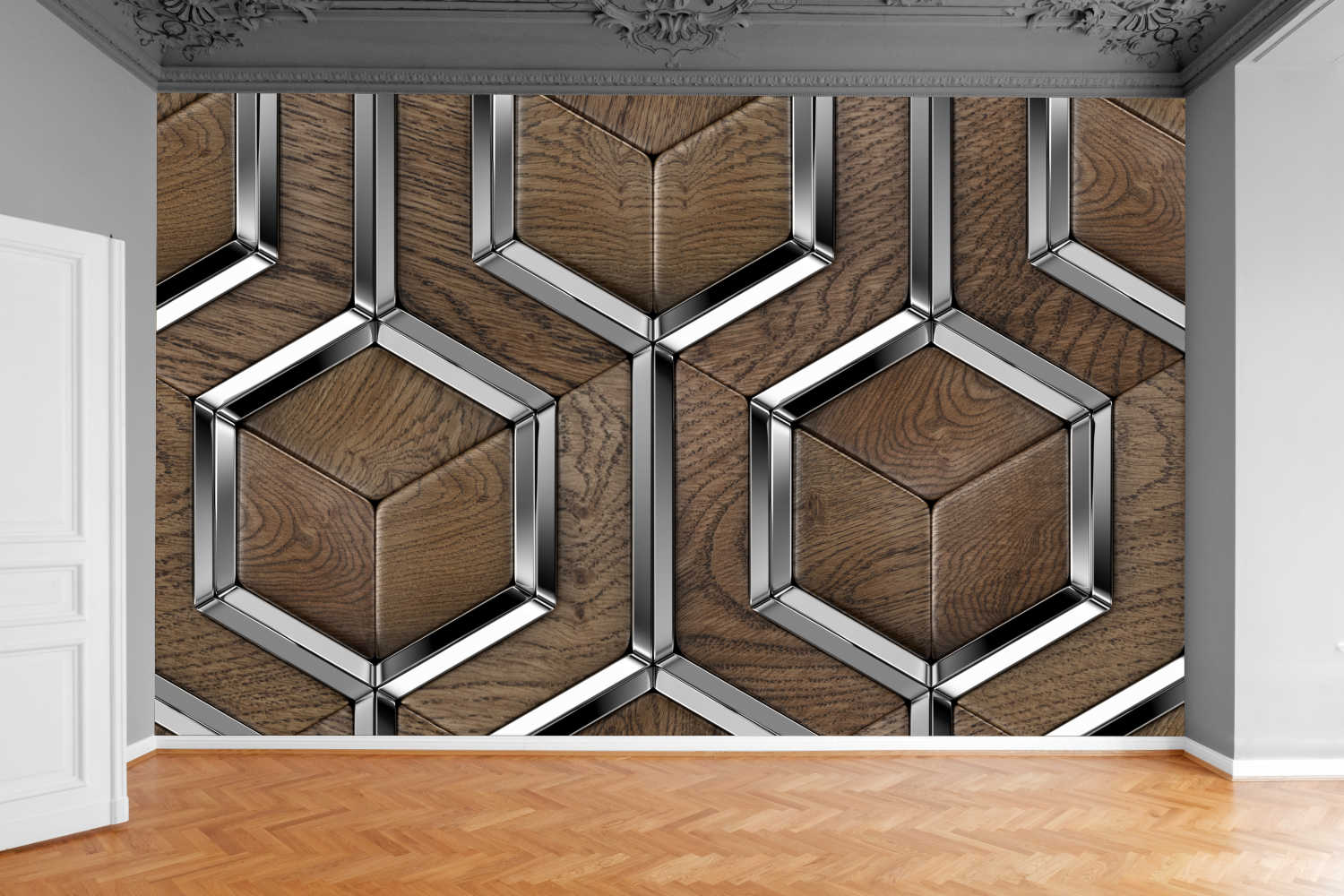 Fototapeta DESKI SREBRNE CHROMOWANE LINIE 300x210