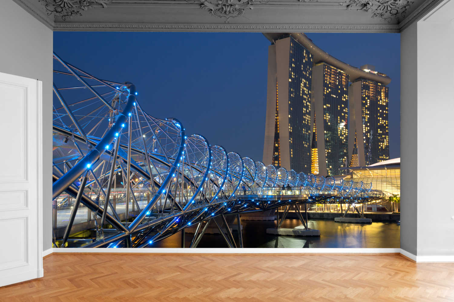 Fototapeta WIDOK NOWOCZESNY MOST MIASTO NOCĄ 3D