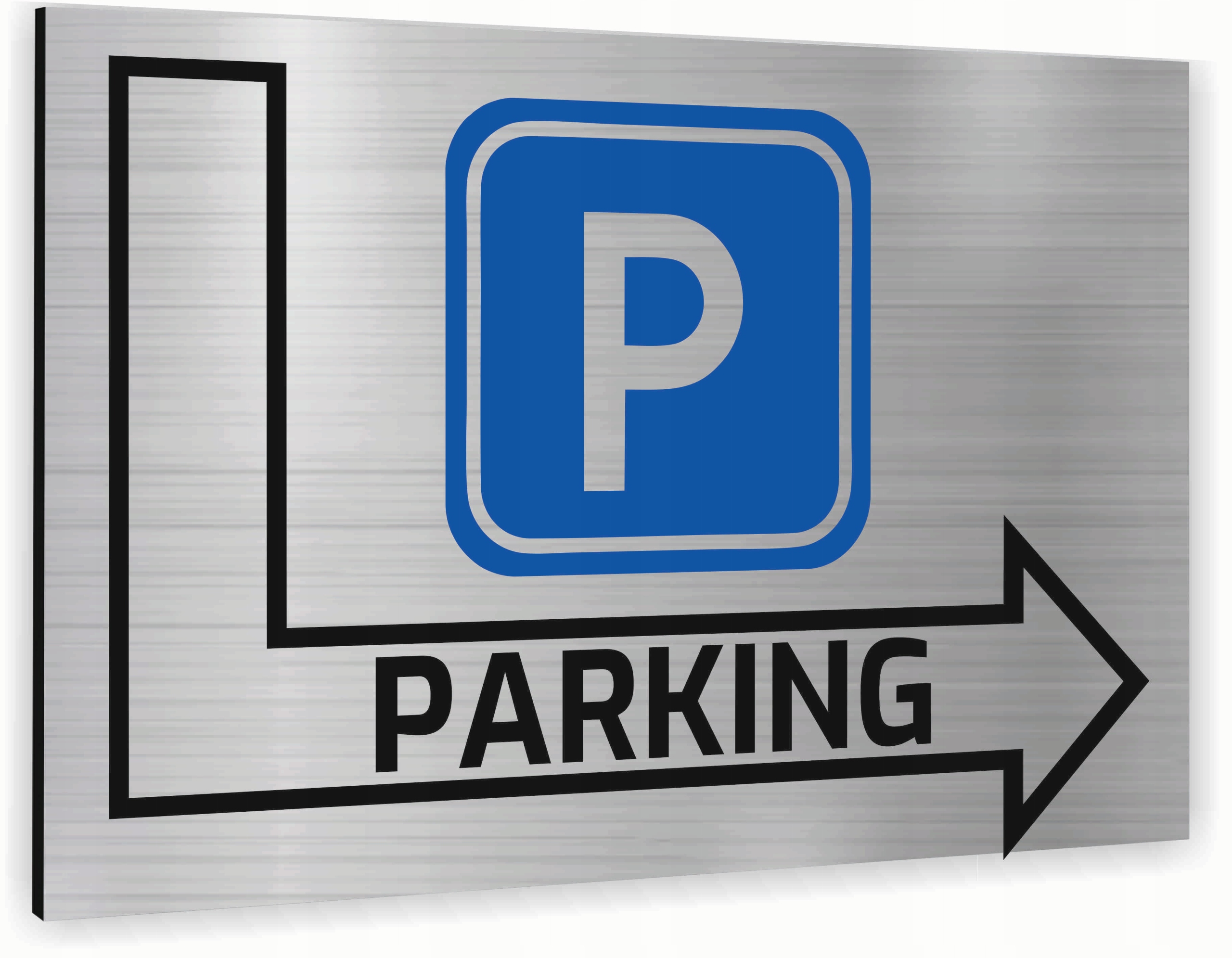 Tabliczka znak informacyjny 20x15 PARKING Nierdzewna SREBRNA Nadruk UV