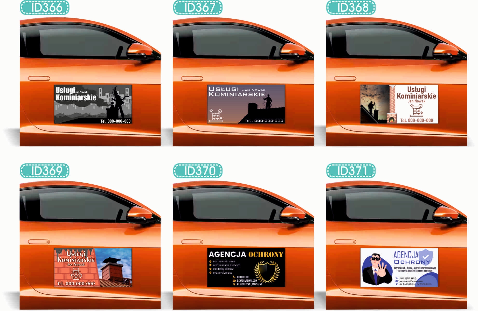 Magnes na samochód reklama magnetyczna 60x30 KIEŁBASA Z GRILLA różne wzory