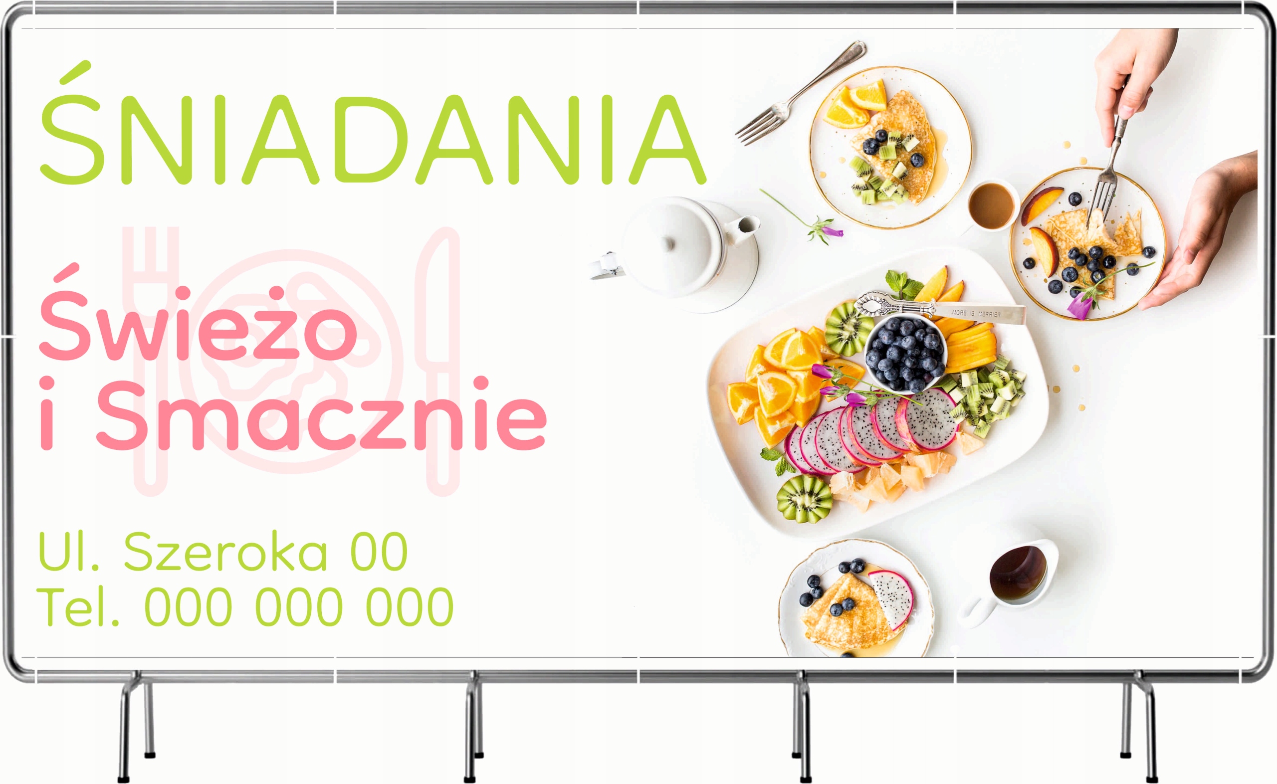 BANER REKLAMOWY 300x150 cm oczkowany projekt w cenie ŚNIADANIA SMACZNIE