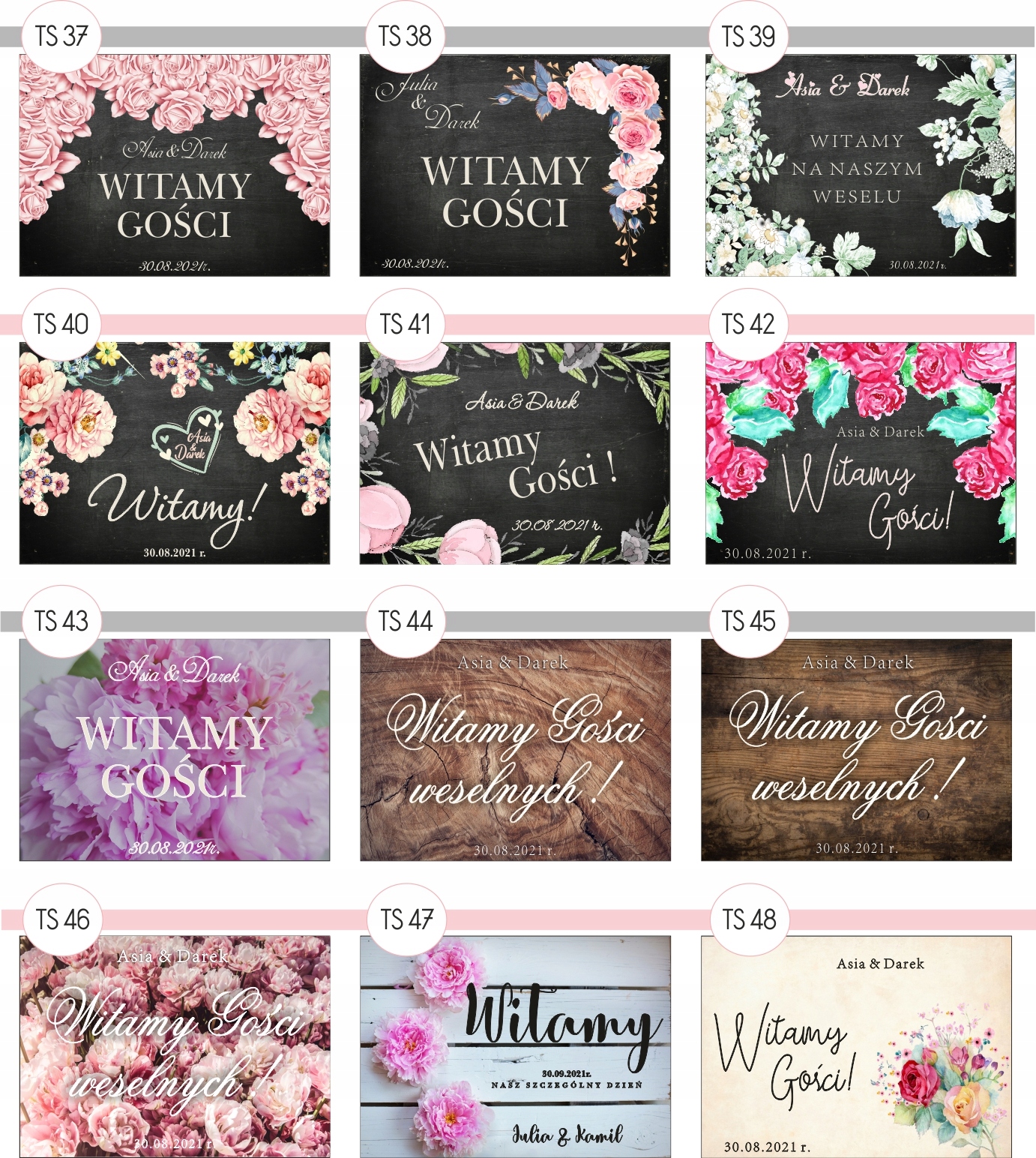 TABLICE powitalna na ślub rustykalna wesele 70x50