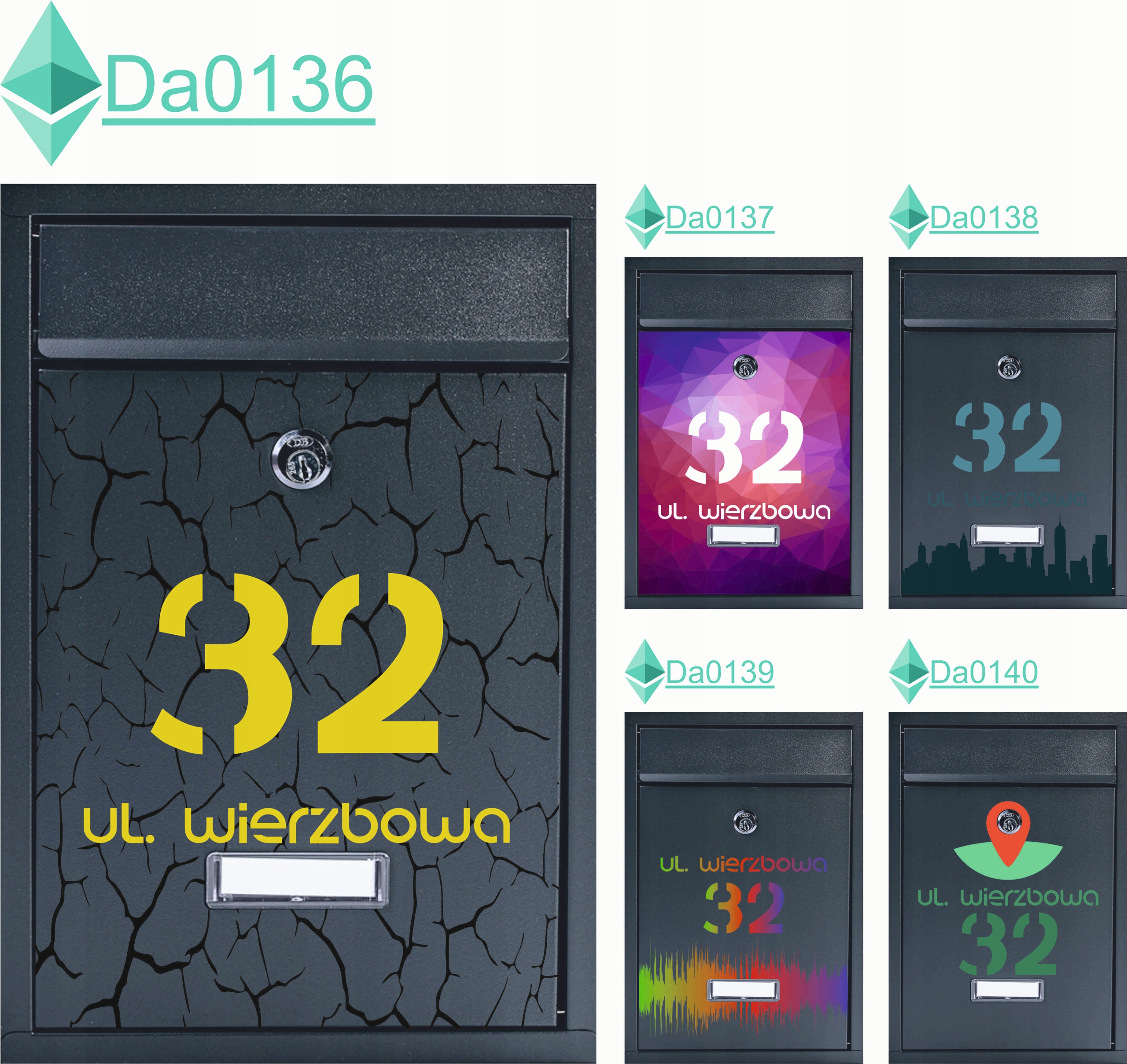 SKRZYNKA NA LISTY POCZTOWA stal z nadrukiem UV adres numer domu miejscowość