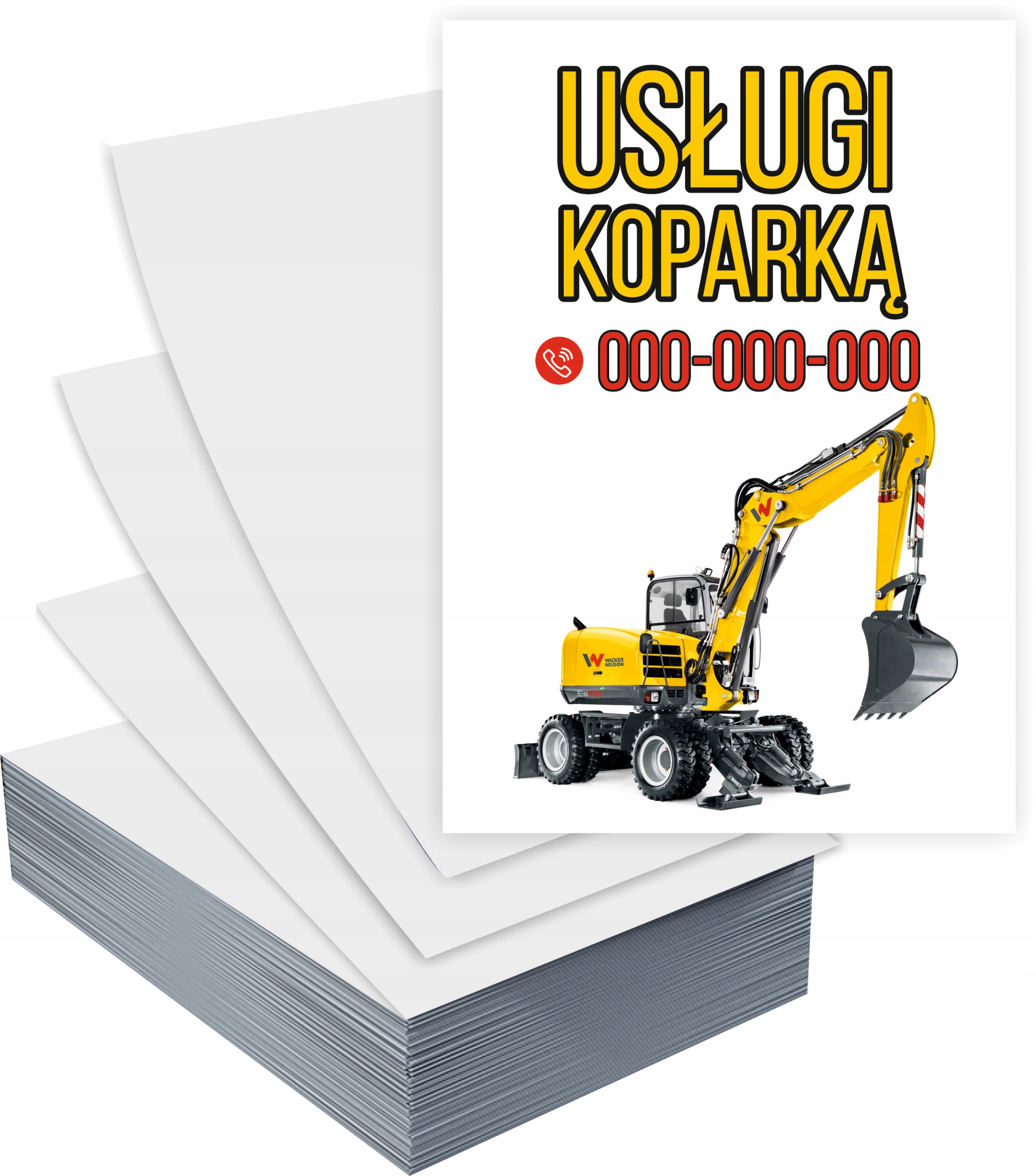 Ulotki A4 USŁUGI KOPARKĄ 100 szt firmowe reklamowe + PROJEKT GRATIS