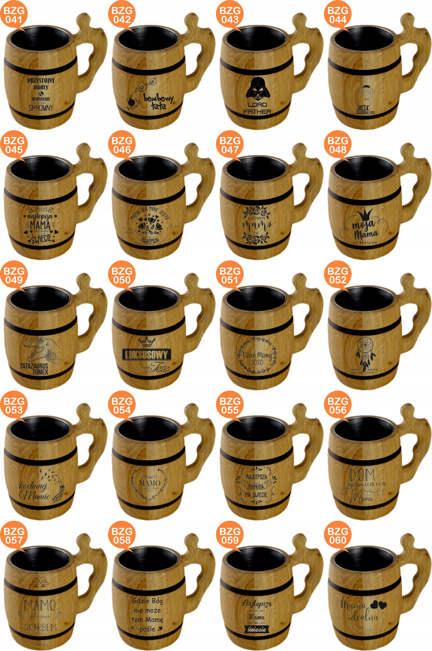 duży dębowy KUFEL do piwa z GRAWEREM napisem PREZENT DLA MAMY