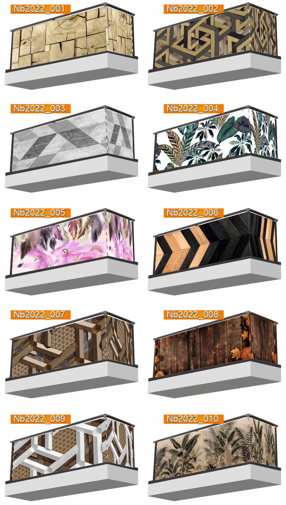 Osłona balkonowa zieleń motywy roślinne liście MATA BALKONOWA OZDOBA BALKON