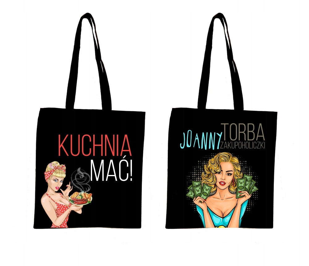 EKO TORBA czarna super nadruk Twój napis TANIO