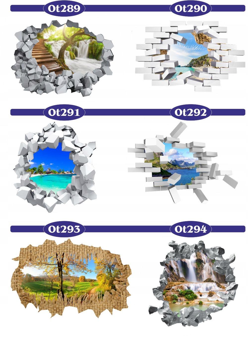 Naklejka samoprzylepna dziura 3D jesienny krajobra