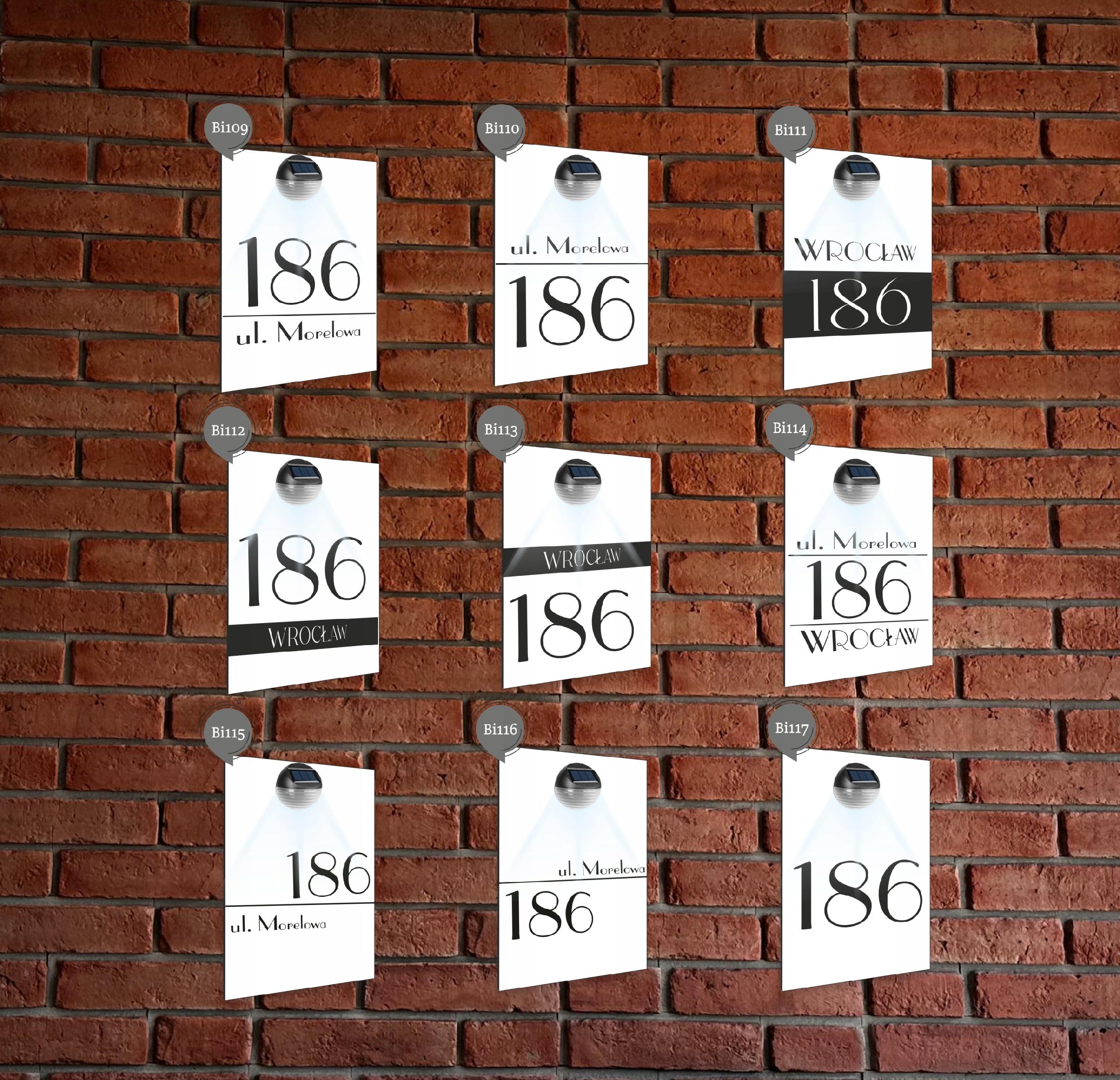 biała TABLICZKA ADRESOWA lampka led pionowa dibond numer domu 40x30