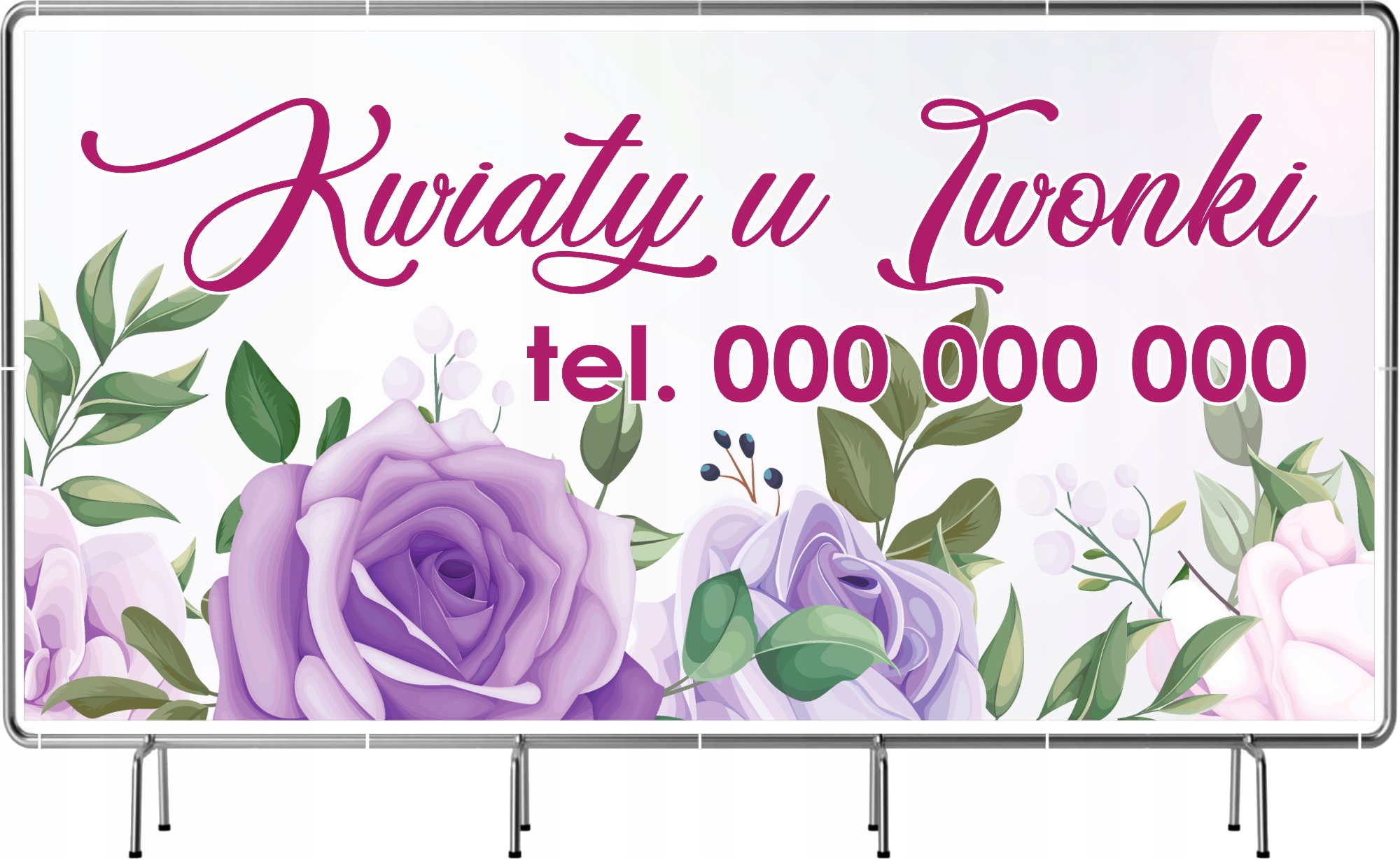 BANER REKLAMOWY na siatce mesh 200x100 cm gotowy projekt KWIACIARNIA KWIATY