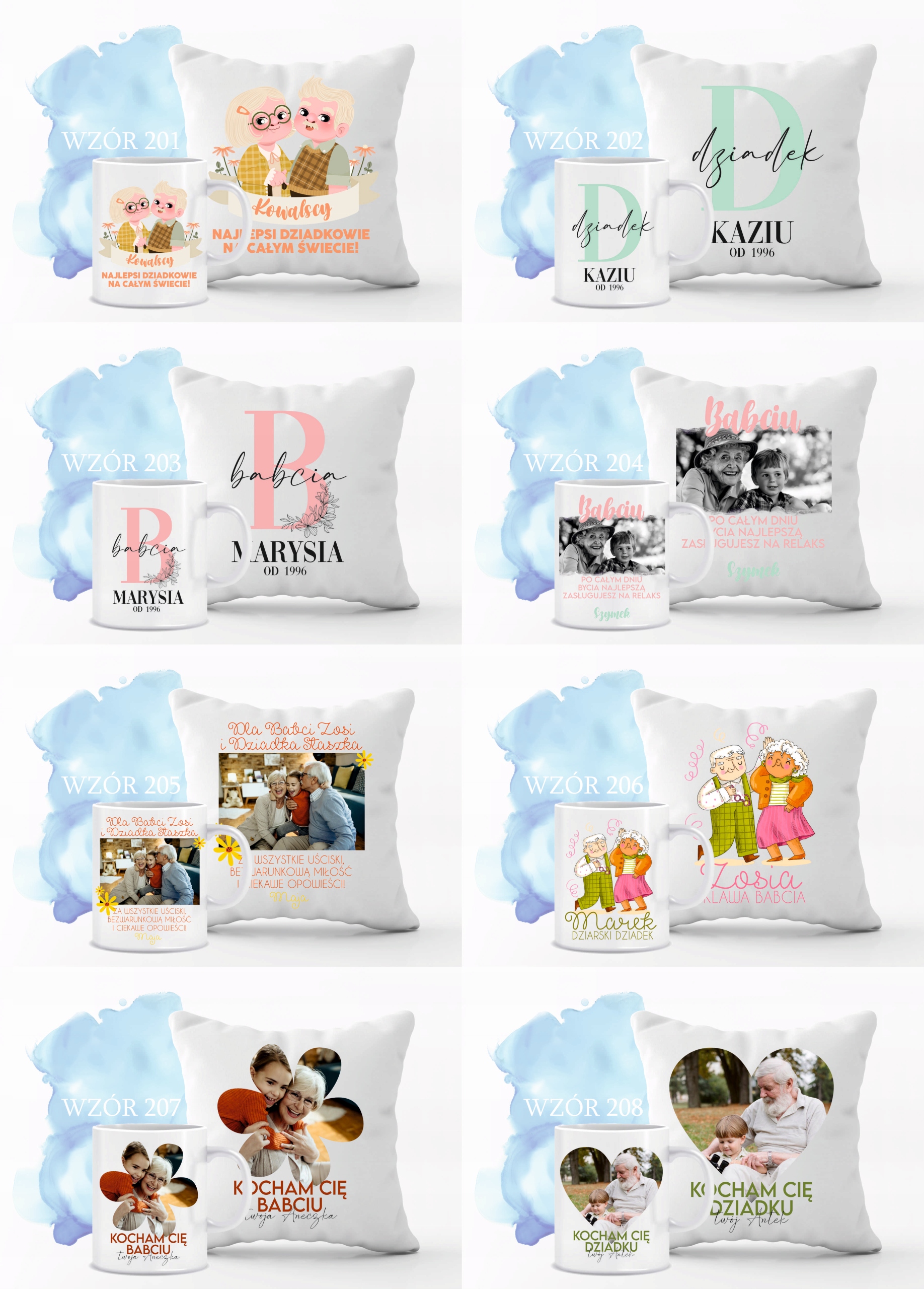 Zestaw PODUSZKA i KUBEK personalizowany PREZENT DLA dziadka TWÓJ TEKST